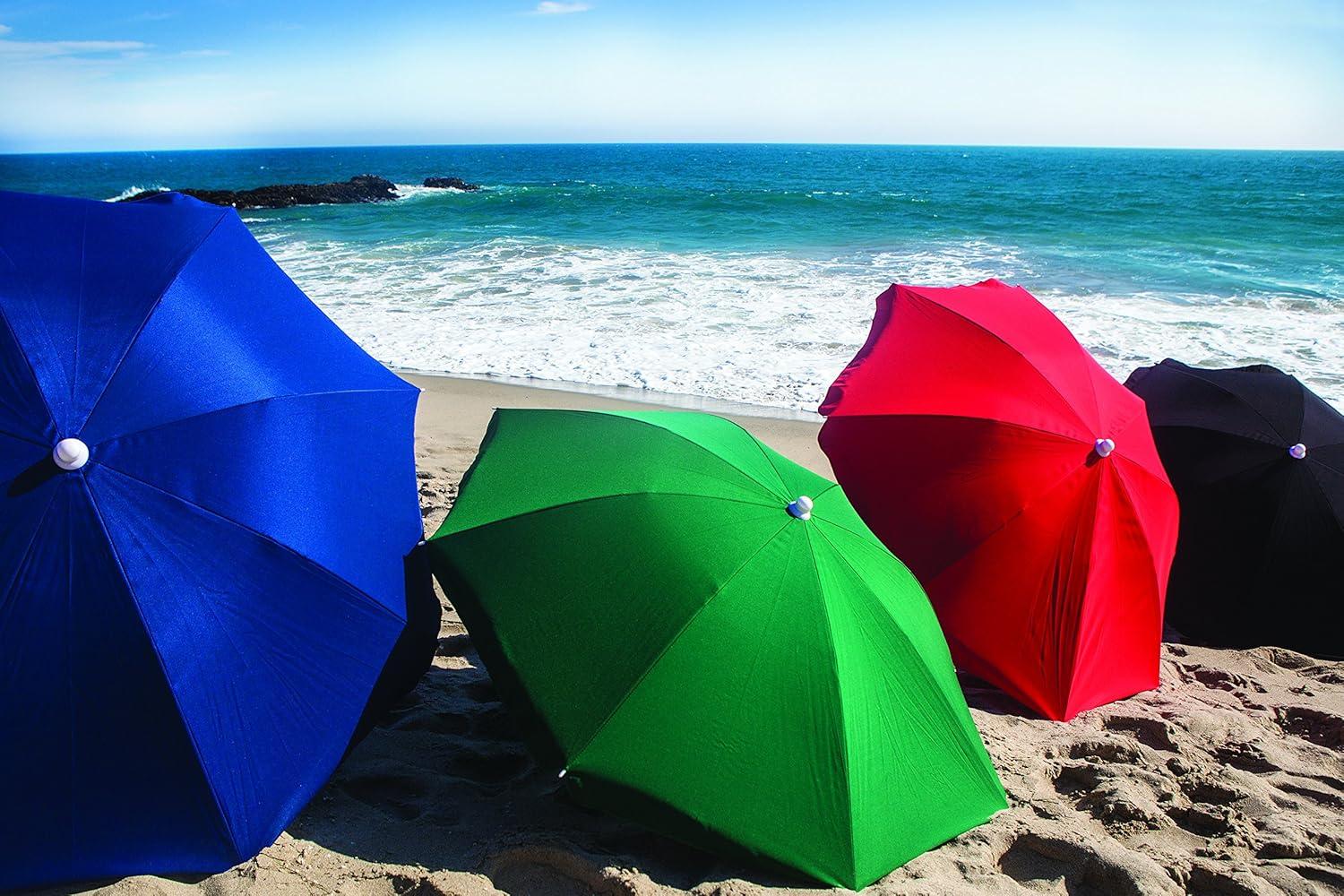PICNIC TIME Outdoor Canopy Sunshade Beach Umbrella 5.5', Small Patio Umbrella, Beach Chair Umbrella