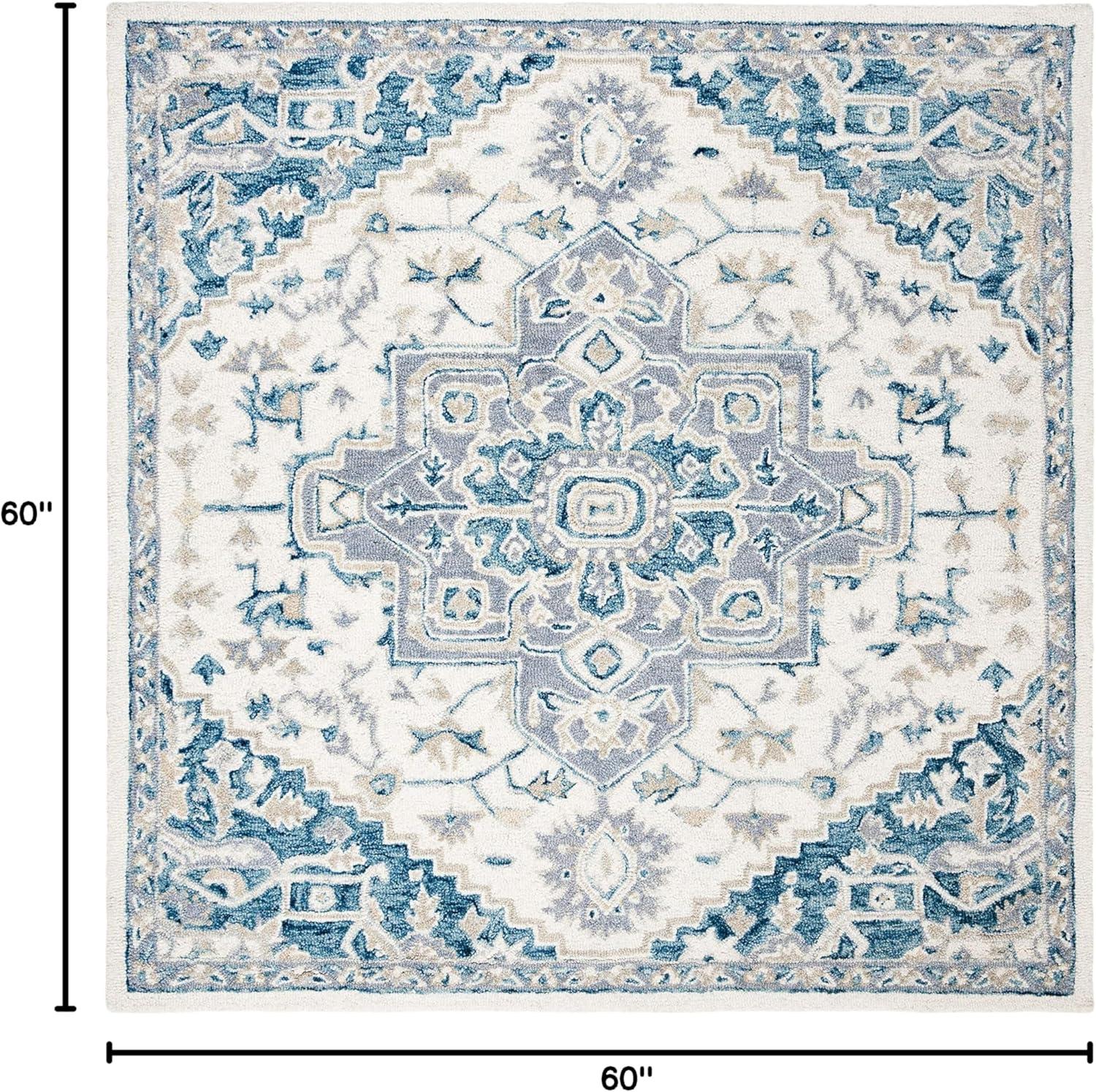 Micro-Loop MLP503 Hand Tufted Area Rug - Ivory/Navy - 5'x5' - Safavieh.