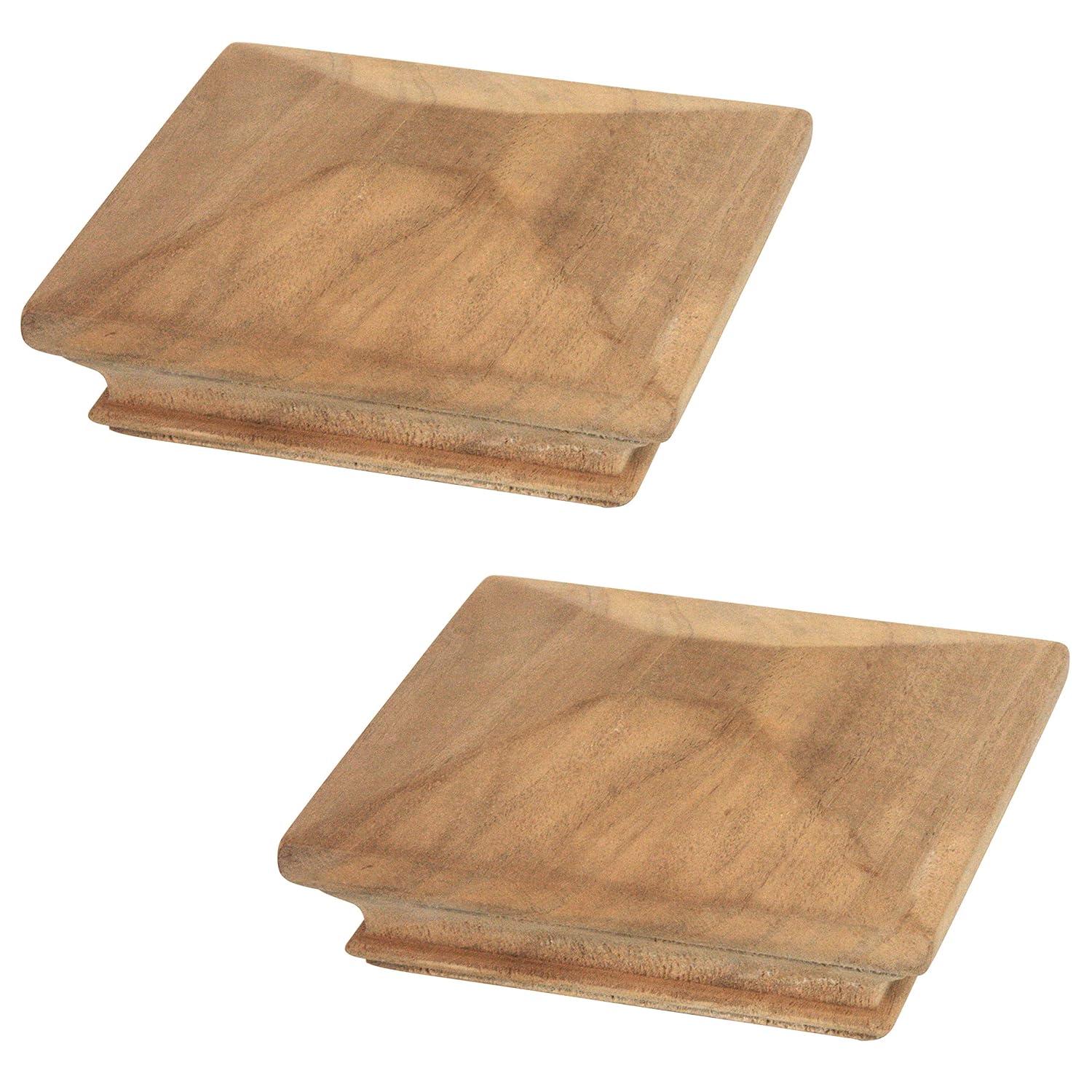 3.5" x 3.5" Wood ONE-Piece Slip Over Post Cap - Traditional Pyramid - One-Piece Miterless - 3/8" Extended Lip - (for 4x4 Post Measuring 3-1/2" x 3-1/2")