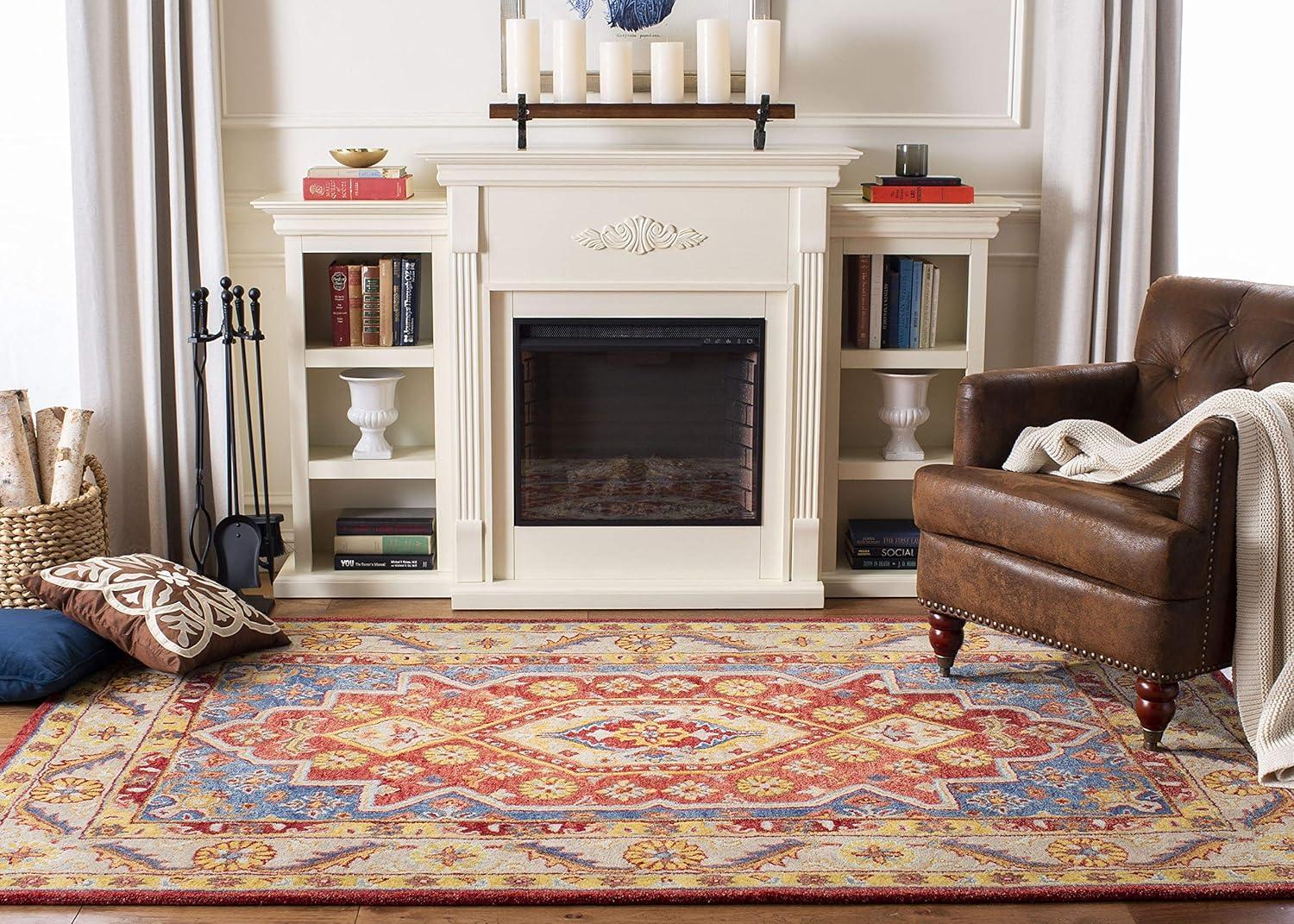 Antiquity AT503 Hand Tufted Area Rug - Red/Blue - 4'x6' - Safavieh.