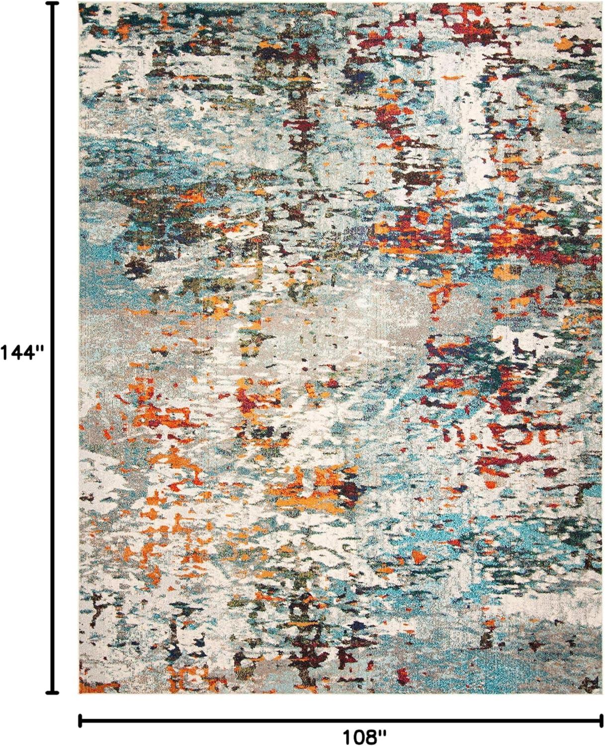 SAFAVIEH Madison Flowers Vintage Abstract Area Rug, Grey/Blue, 9' x 12'