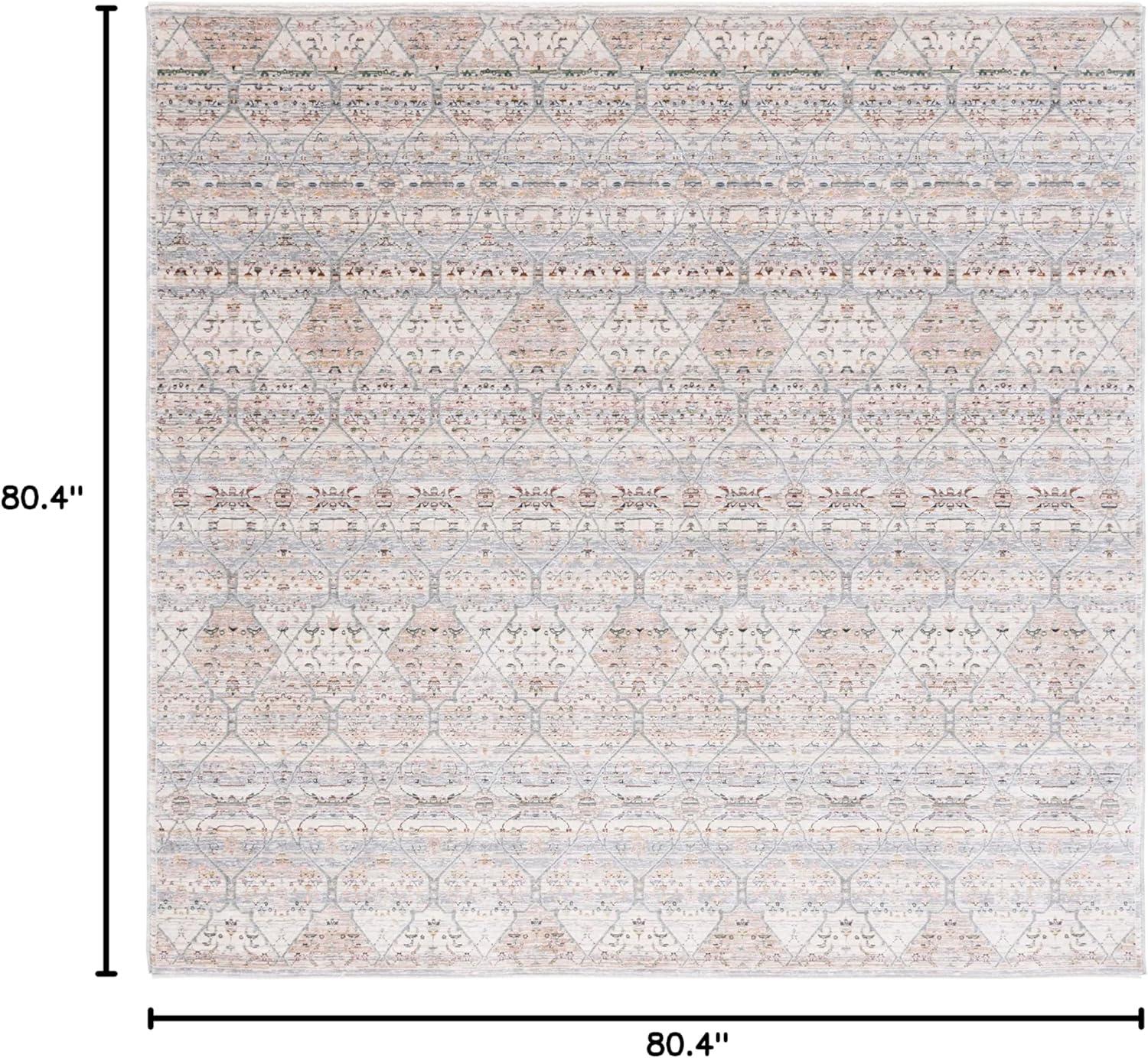 Princeton PRN911 Power Loomed Area Rug - Ivory/Blue - 6'7"x6'7" - Safavieh.
