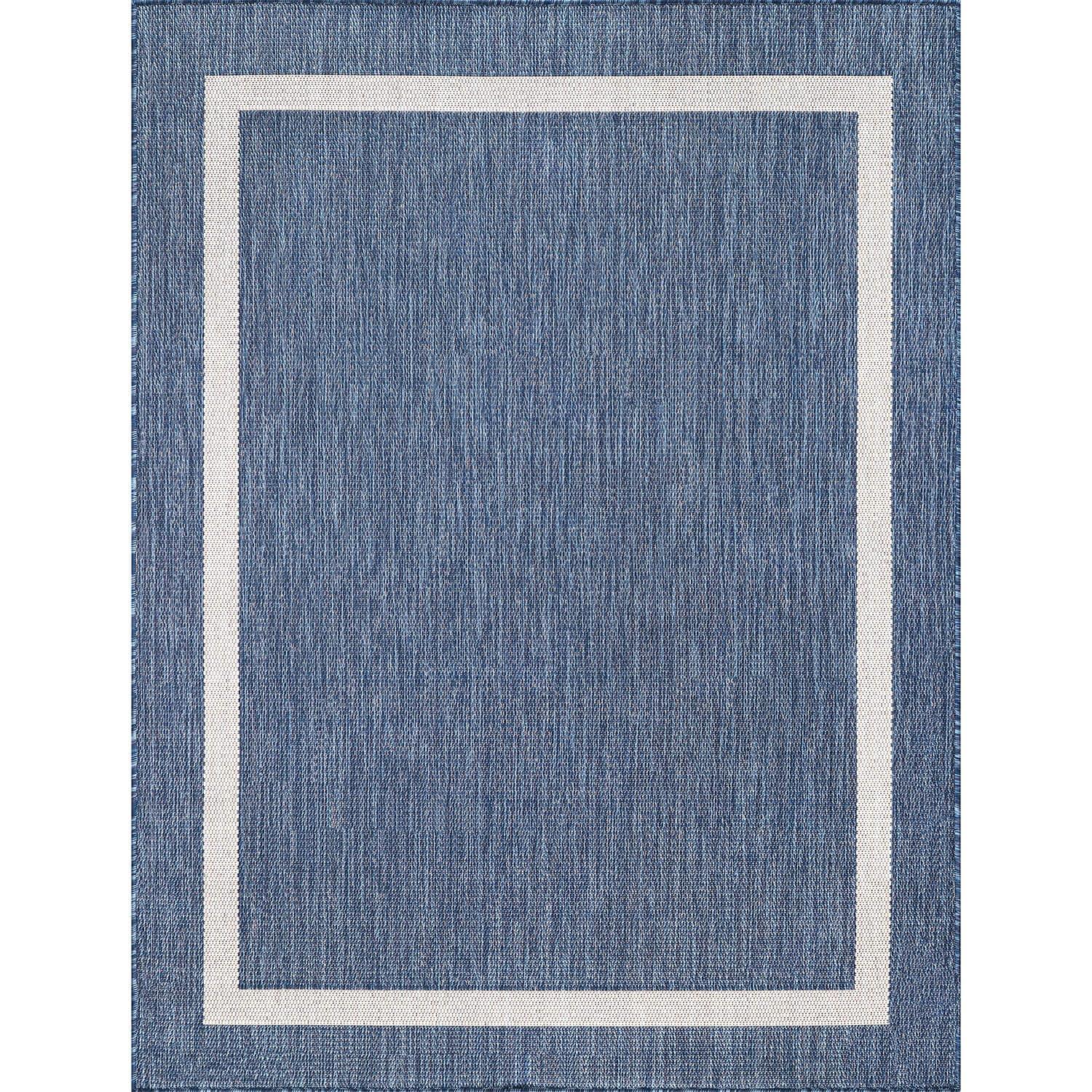 Unique Loom 6' 1 x 9' 0 Rectangle Indoor/Outdoor Border Blue Area Rug