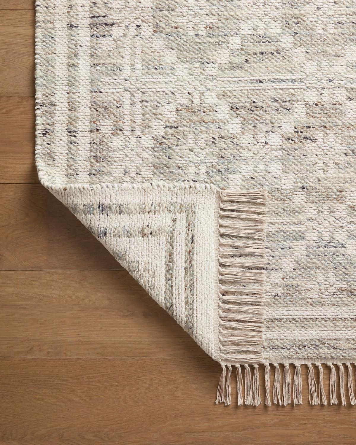 Lagoon and Ivory Flat Woven Wool Cotton Runner Rug