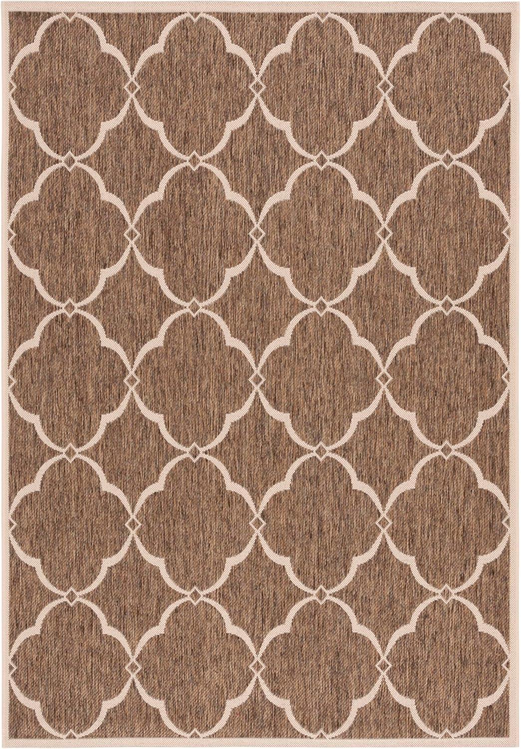 SAFAVIEH Beach House Nick Indoor/Outdoor Area Rug Aqua/Cream, 5'3" x 7'6"