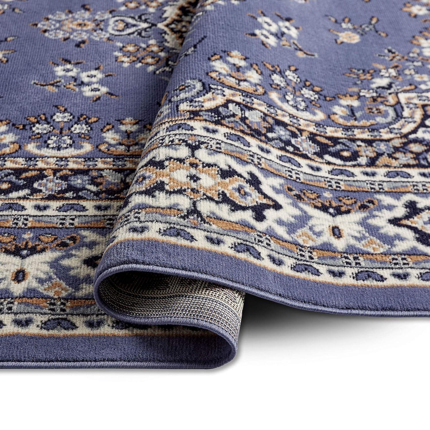 Home Dynamix Premium Sakarya Traditional Medallion Area Rug, Country Blue/Brown, 7'8"x10'7"