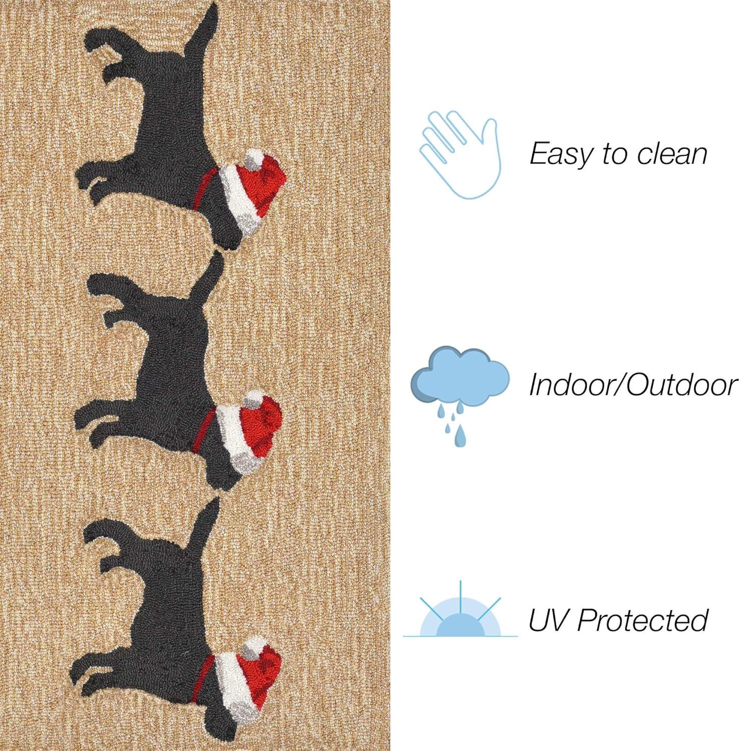 Liora Manne Frontporch 3 Dogs Christmas Indoor/Outdoor Rug Neutral 1'8" x 2'6"