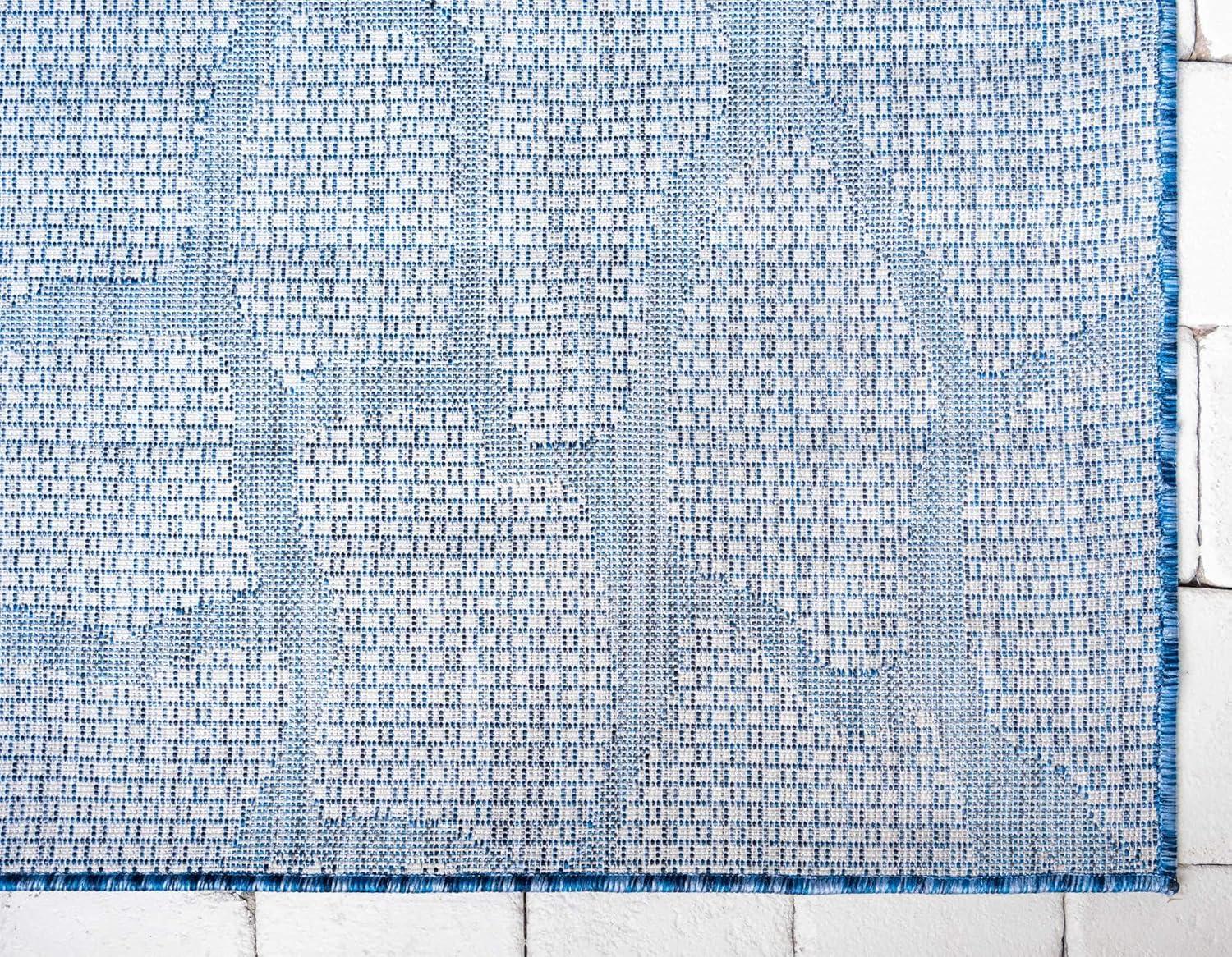 Unique Loom 5' 1 x 8' 0 Rectangle Indoor/Outdoor Safari Blue Area Rug
