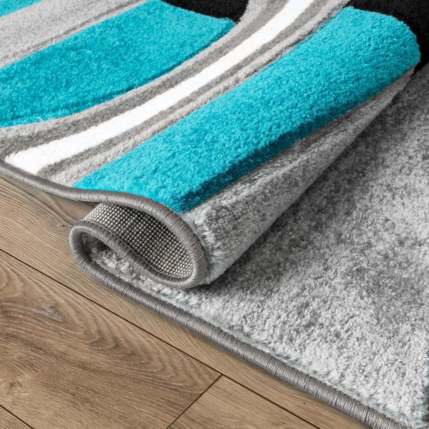 Well Woven Ruby Galaxy Waves Modern Geometric Blue Grey 6'7" x 9'3" Area Rug