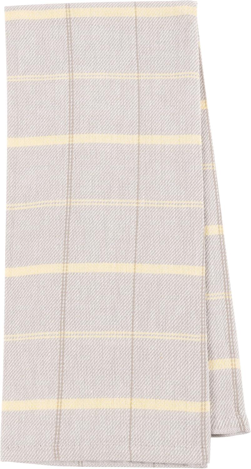 Lemon Print and Striped Cotton Kitchen Dish Towel Set, 18 x 28 inches