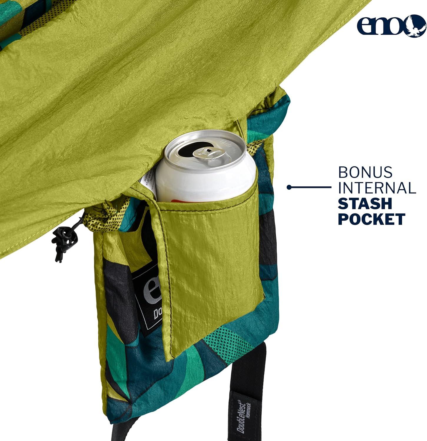 ENO, Eagles Nest Outfitters DoubleNest Print Lightweight Camping Hammock, 1 to 2 Person, Retro/Emerald