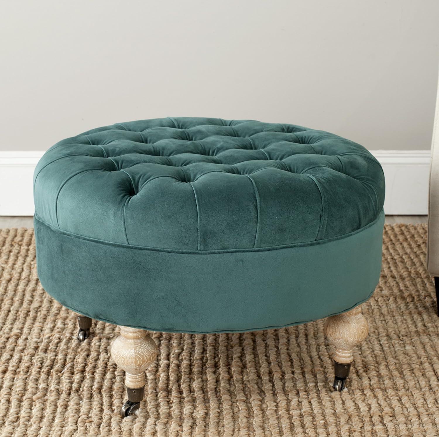 SAFAVIEH Clara Tufted Round Ottoman Marine