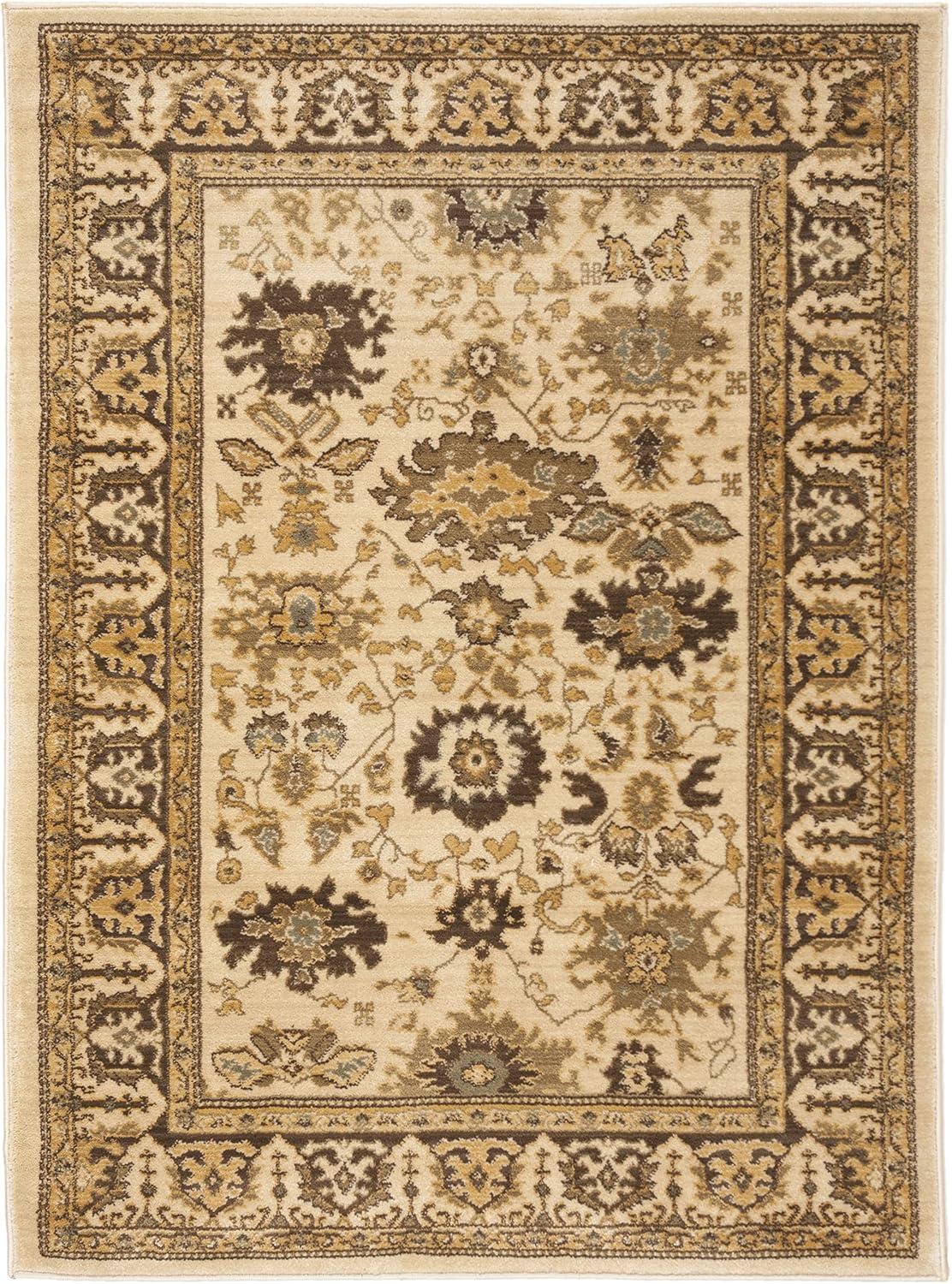 Elysian Fields Green & Brown Traditional Low-Pile Area Rug, 4' x 5'7"