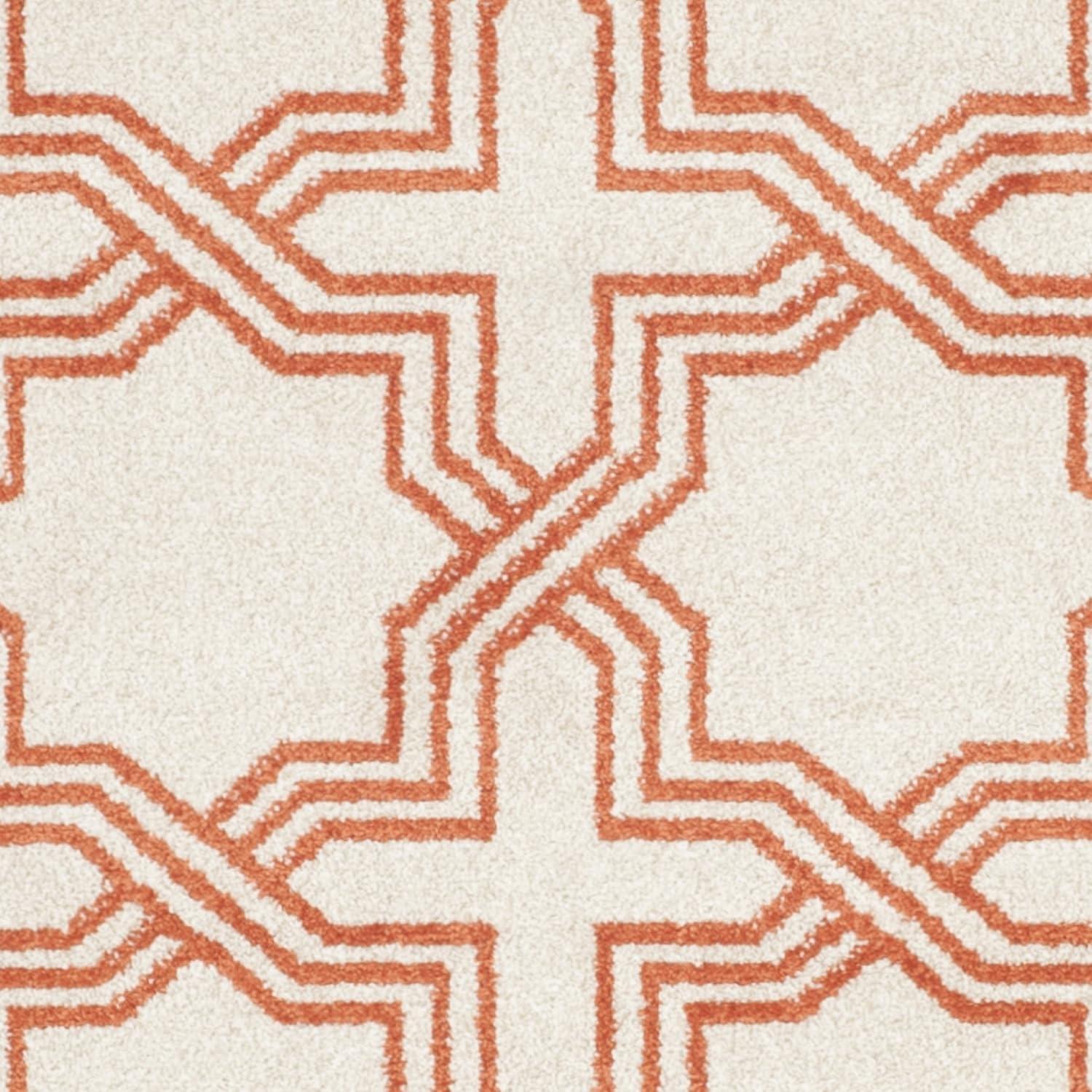 SAFAVIEH Amherst William Geometric Area Rug, Ivory/Orange, 5'3" x 8'