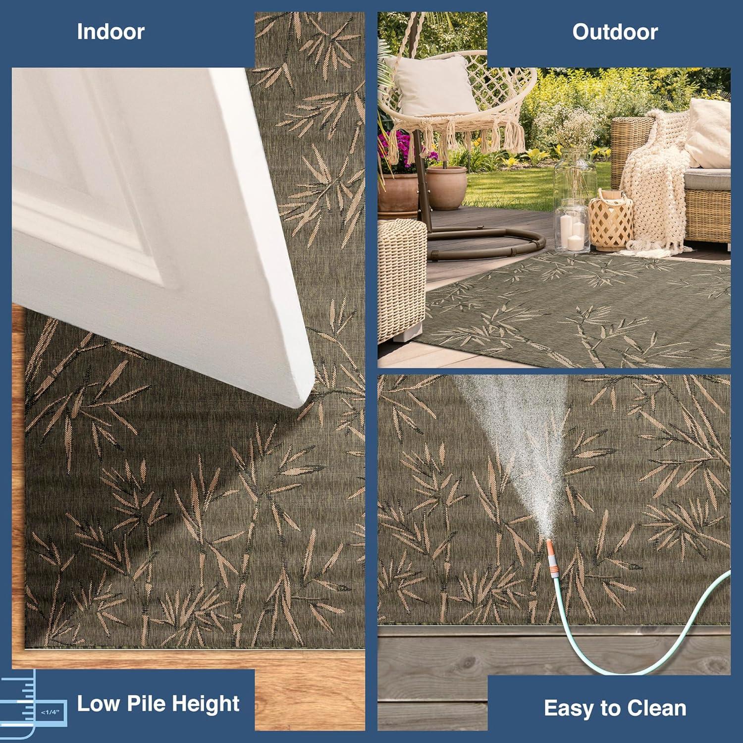 Liora Manne Carmel Bamboo Border Indoor/Outdoor Rug Green 4'10" x 7'6"