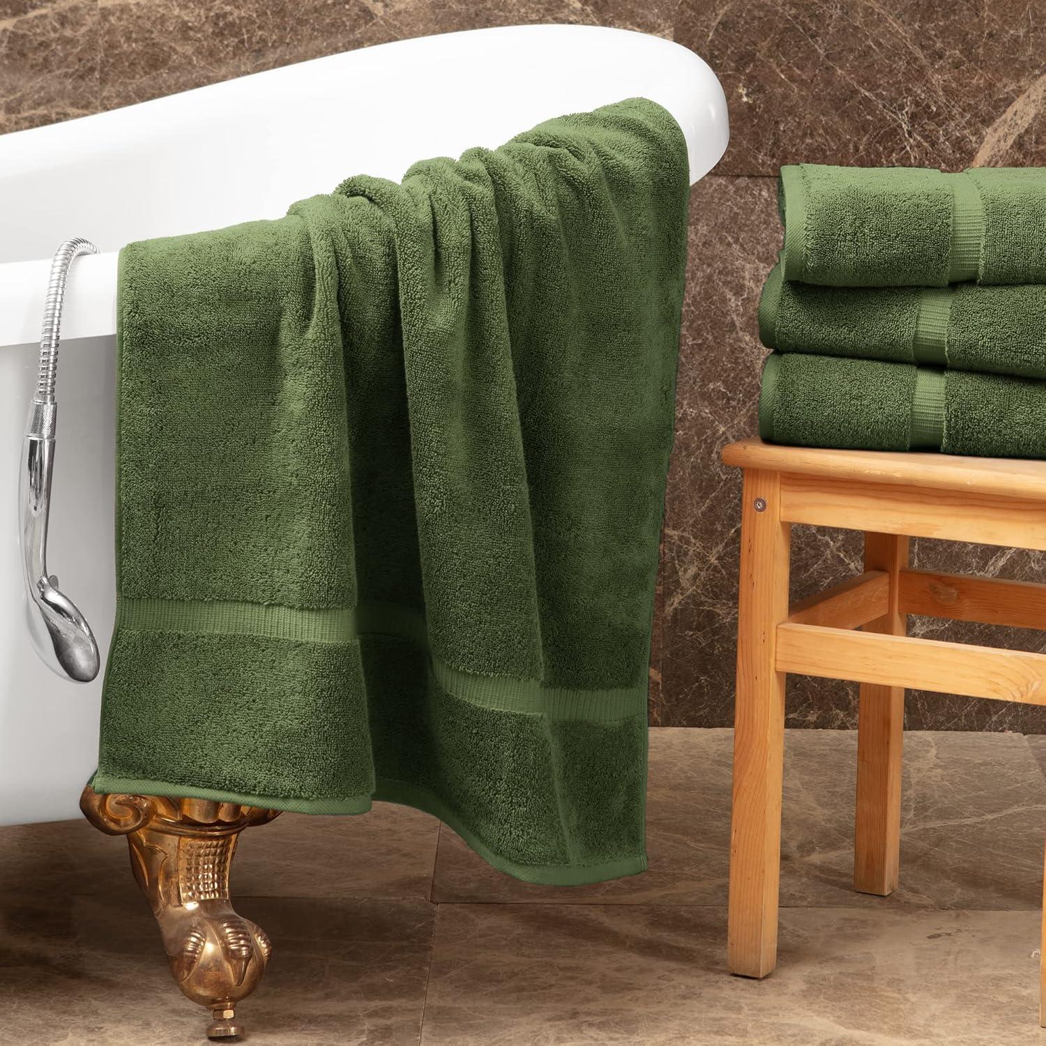 Moss Green Turkish Cotton 8-Piece Super Soft Towel Set