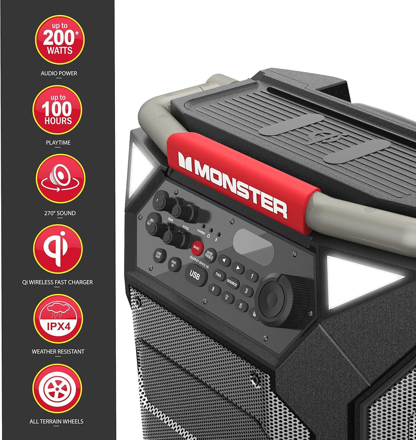 Monster MNRR270 Rockin' Roller 270 Portable Indoor/Outdoor Wireless Speaker - Black
