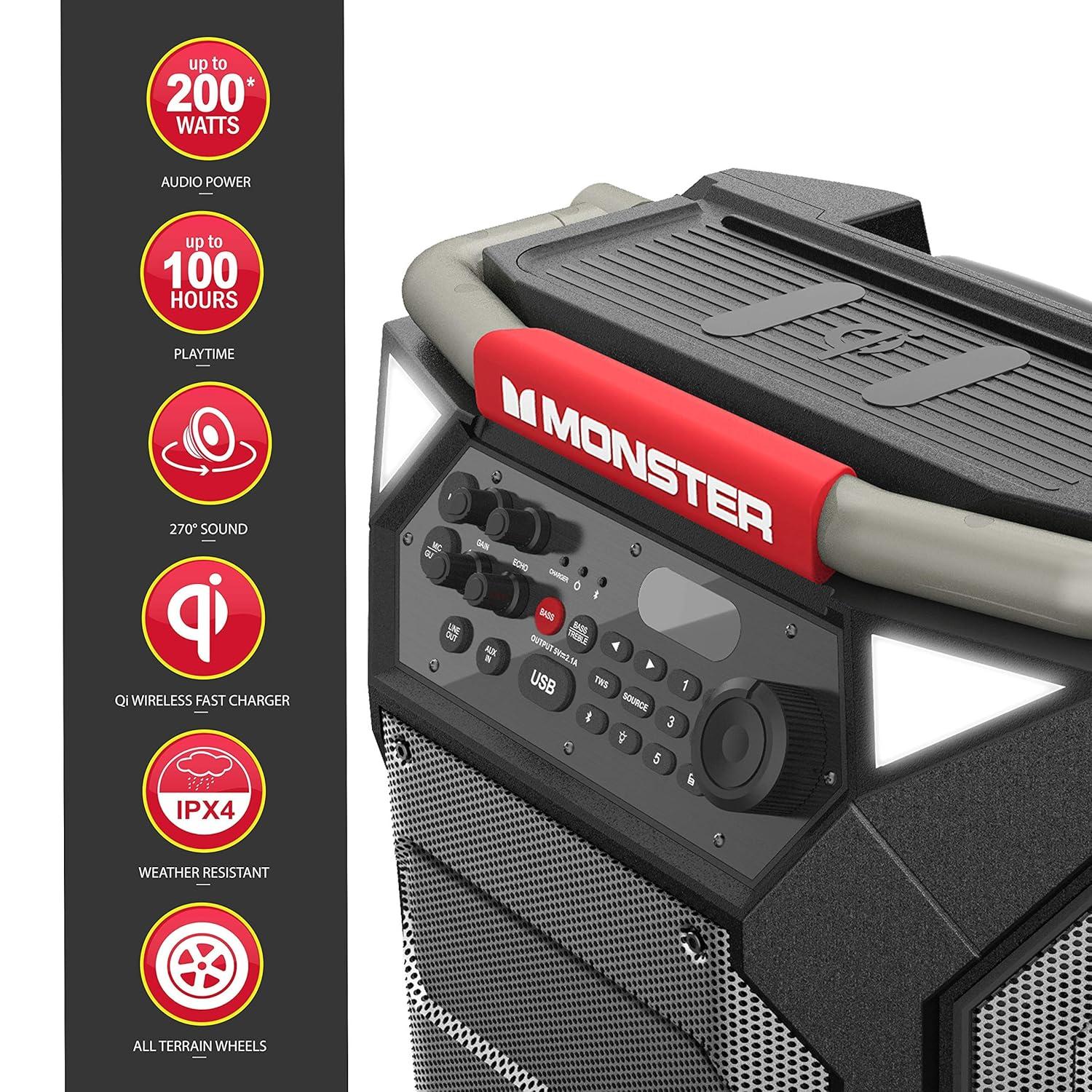 Monster MNRR270 Rockin' Roller 270 Portable Indoor/Outdoor Wireless Speaker - Black