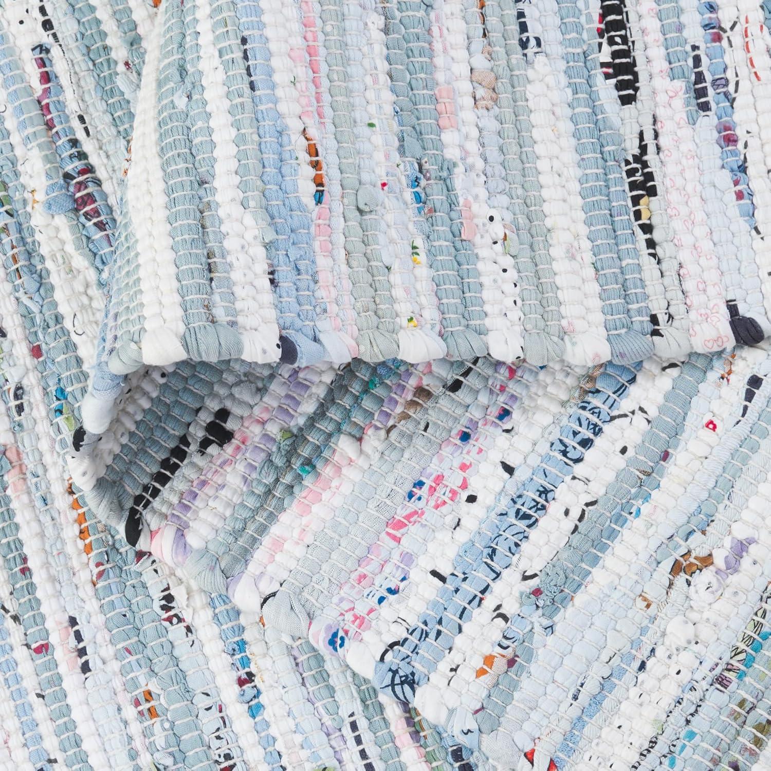 Rag Rug RAR125 Hand Woven Indoor Area Rug - Light Blue/Multi - 8'9"x11'9" - Safavieh.