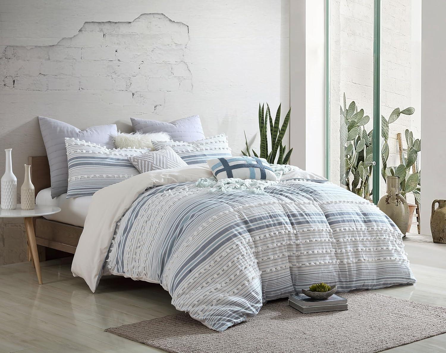 Rukai 100% Cotton Diamond Clip Jacquard 3D Fringe Texture 5-Piece Comforter Set