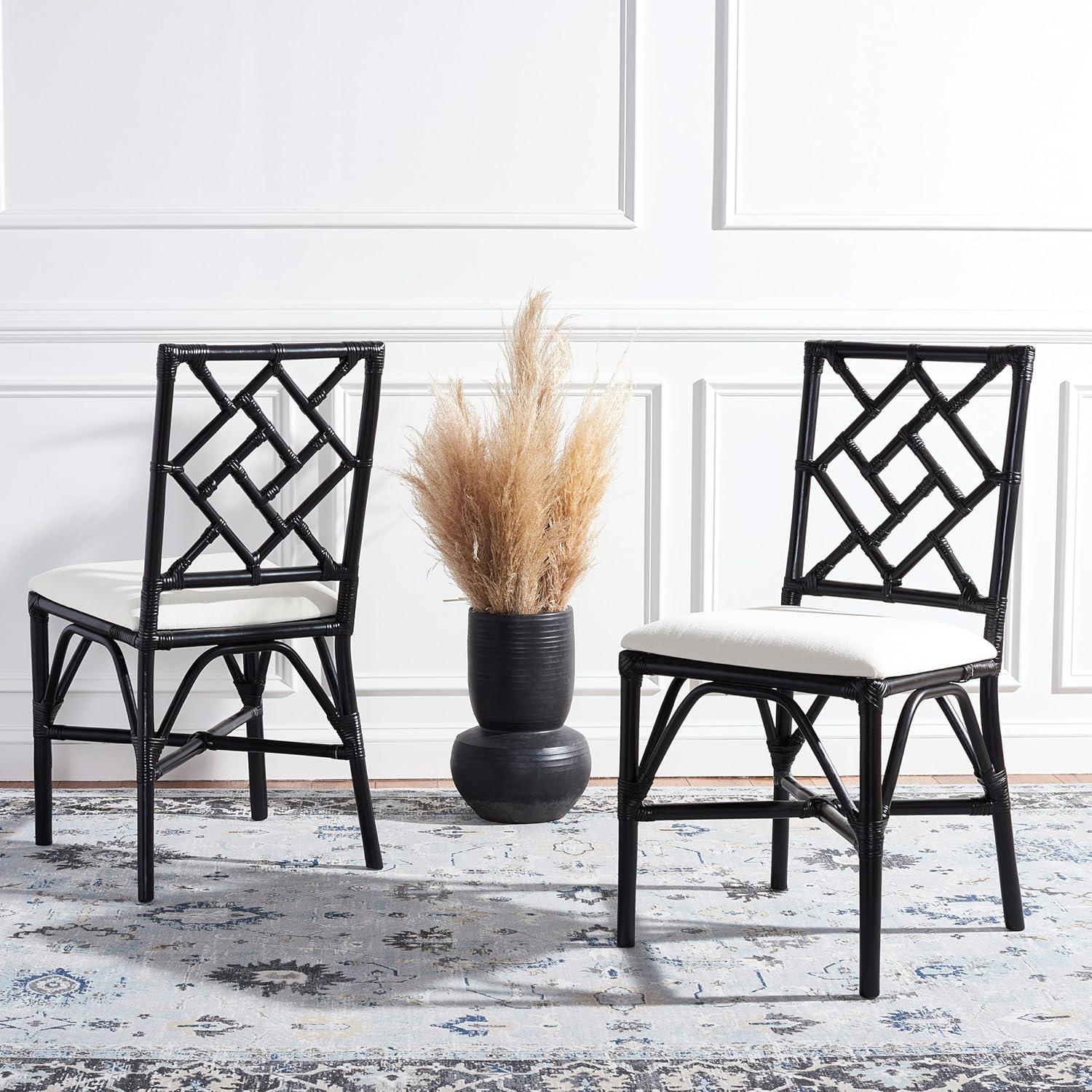 Bhumi Accent Chair W/ Cushion - ACH6509 - Set of 2 - White/Black - Safavieh