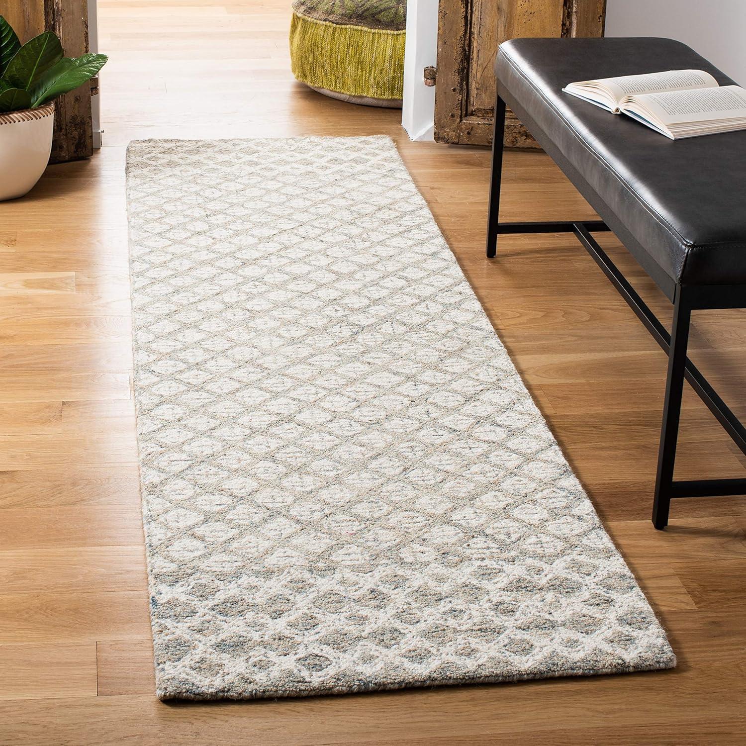 SAFAVIEH Abstract Ryder Abstract Wool Runner Rug, Ivory/Grey, 2'3" x 6'