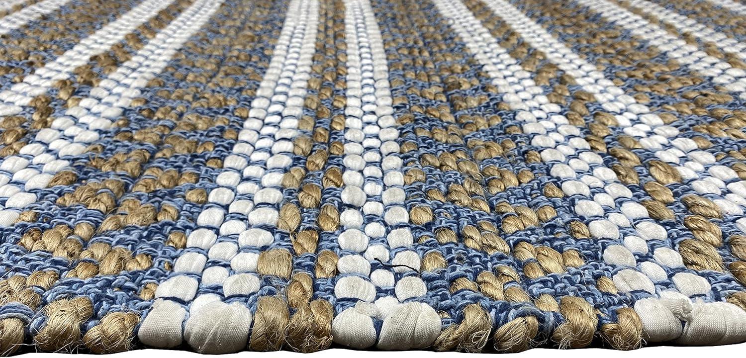 Lucky Brand – Jute Rug | Lolita Chevron Motif | Rectangular Accent Rug | 100% Natural Jute Fiber | Premium Home Décor | Measures 2'3" X 3'9" | Natural/White/Denim