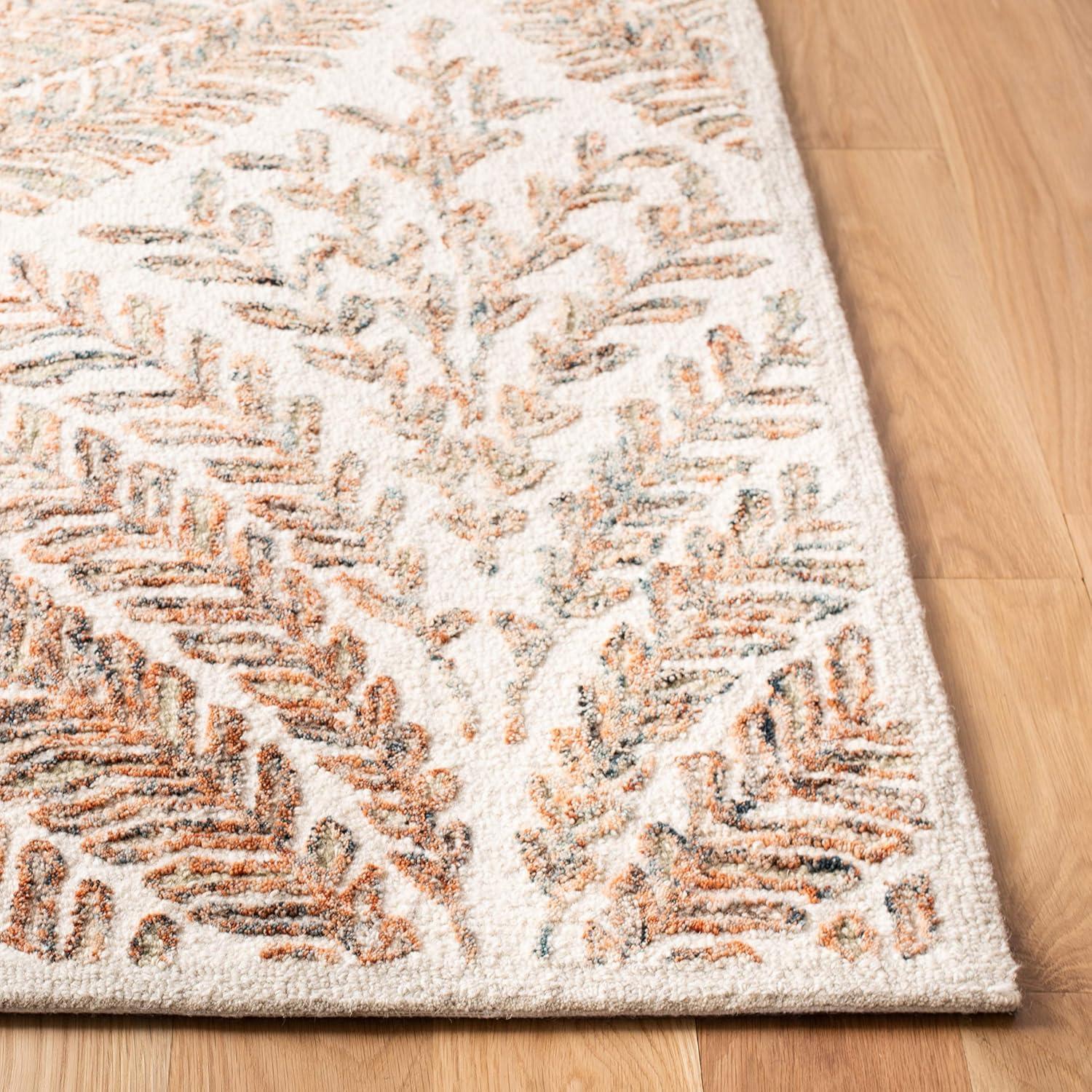 SAFAVIEH Capri Proinsias Leaves Wool Area Rug, Ivory/Brown, 11' x 15'