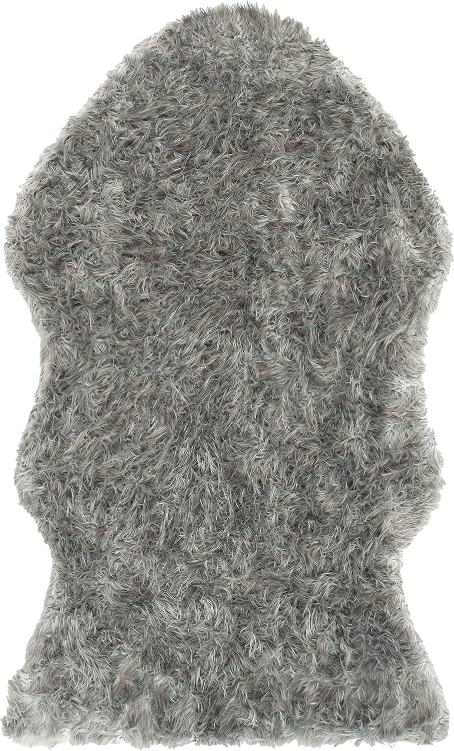 Faux Sheep Skin FSS118 Power Loomed Area Rug - Dark Grey - 4'x6' - Safavieh.