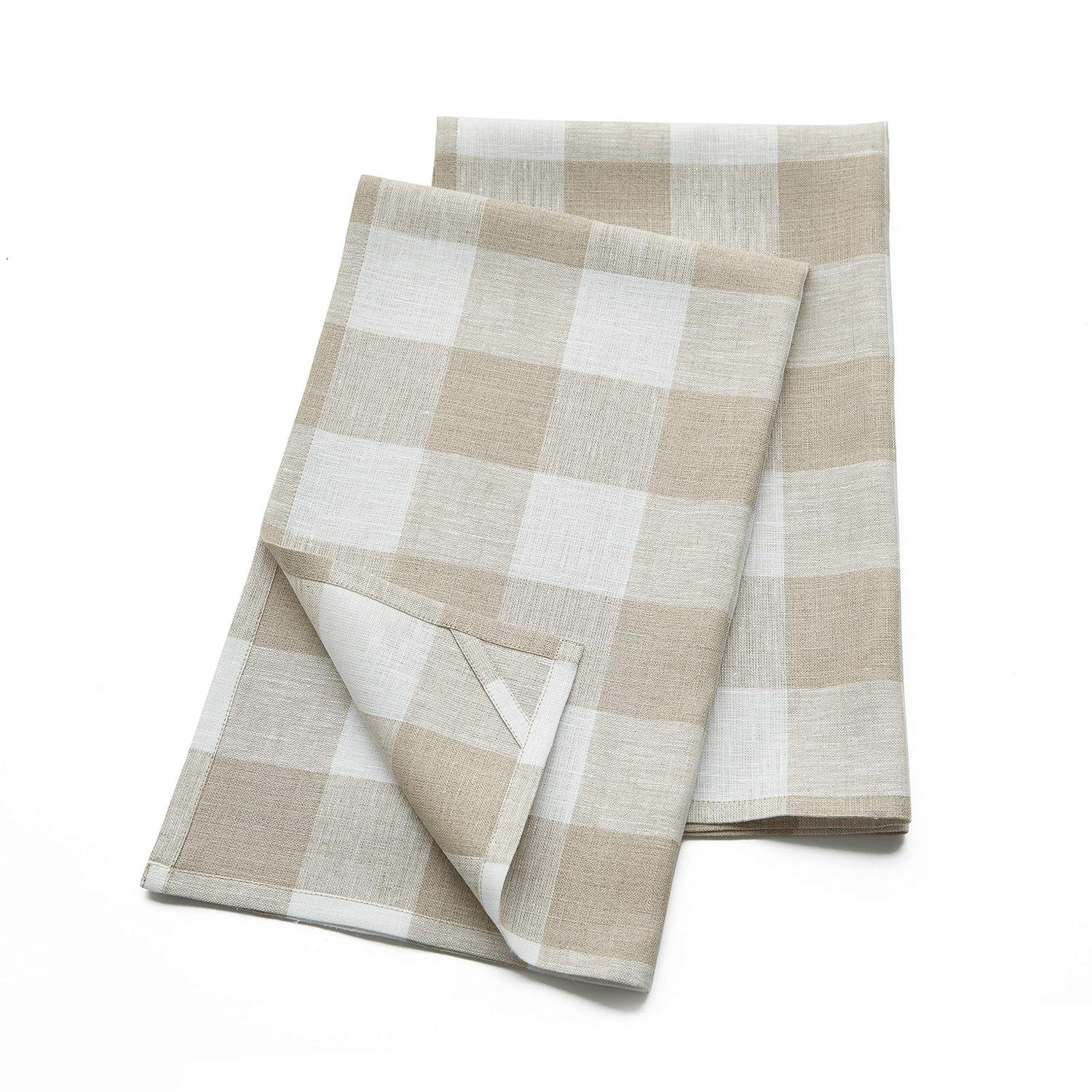 Solino Home Buffalo Checks - 100% Pure Linen Kitchen Towel (Set of 2)
