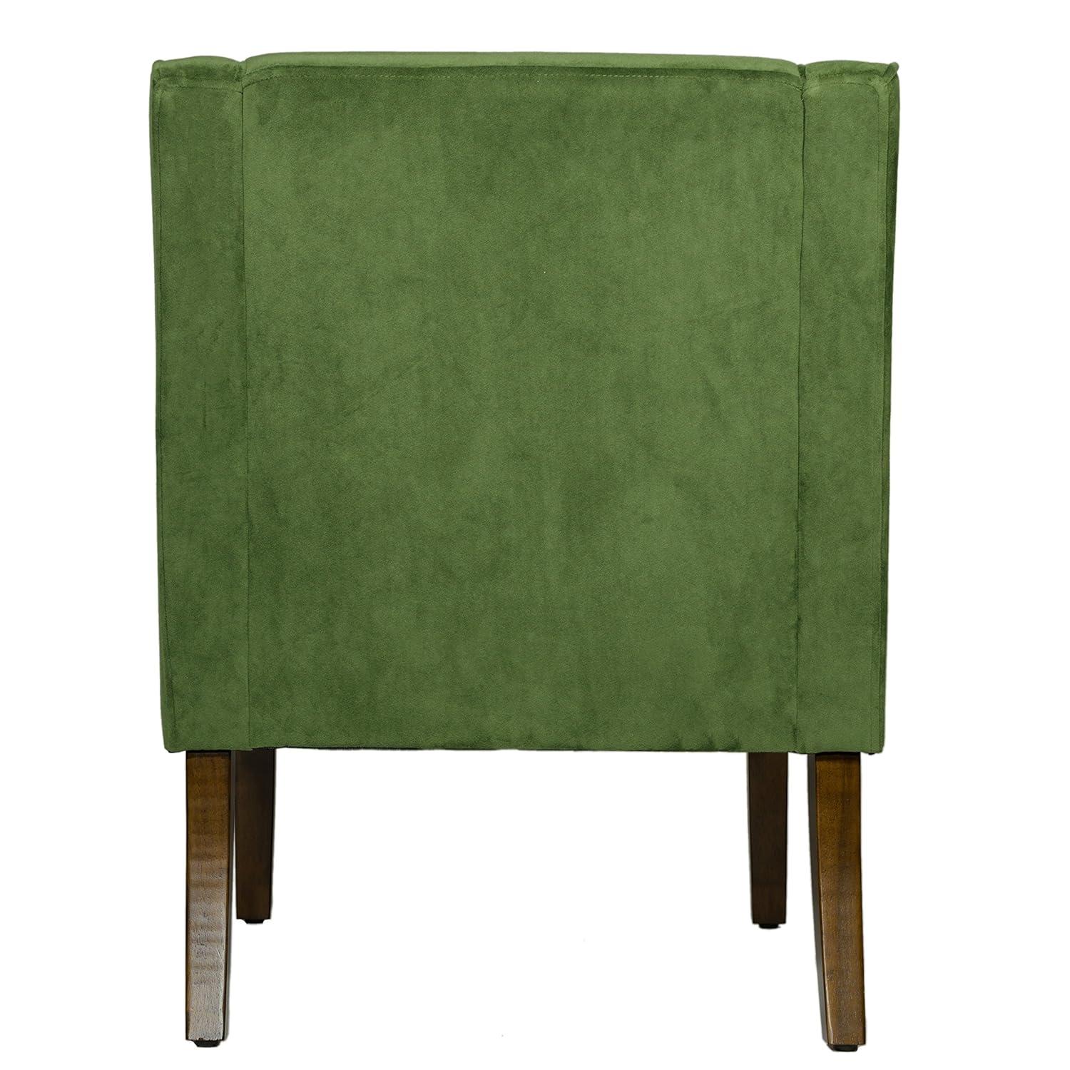 Velvet Swoop Armchair Forest Green - HomePop: Elegant Side Arms, Wood Legs, 250lb Capacity