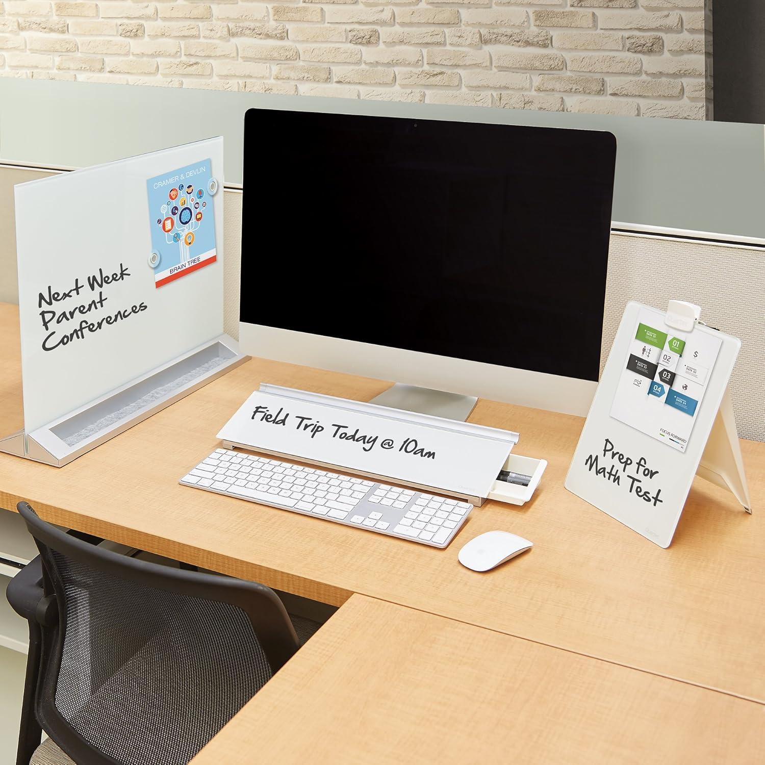 Quartet Magnetic Desktop Glass Dry-Erase Panel, White, 17" x 23"