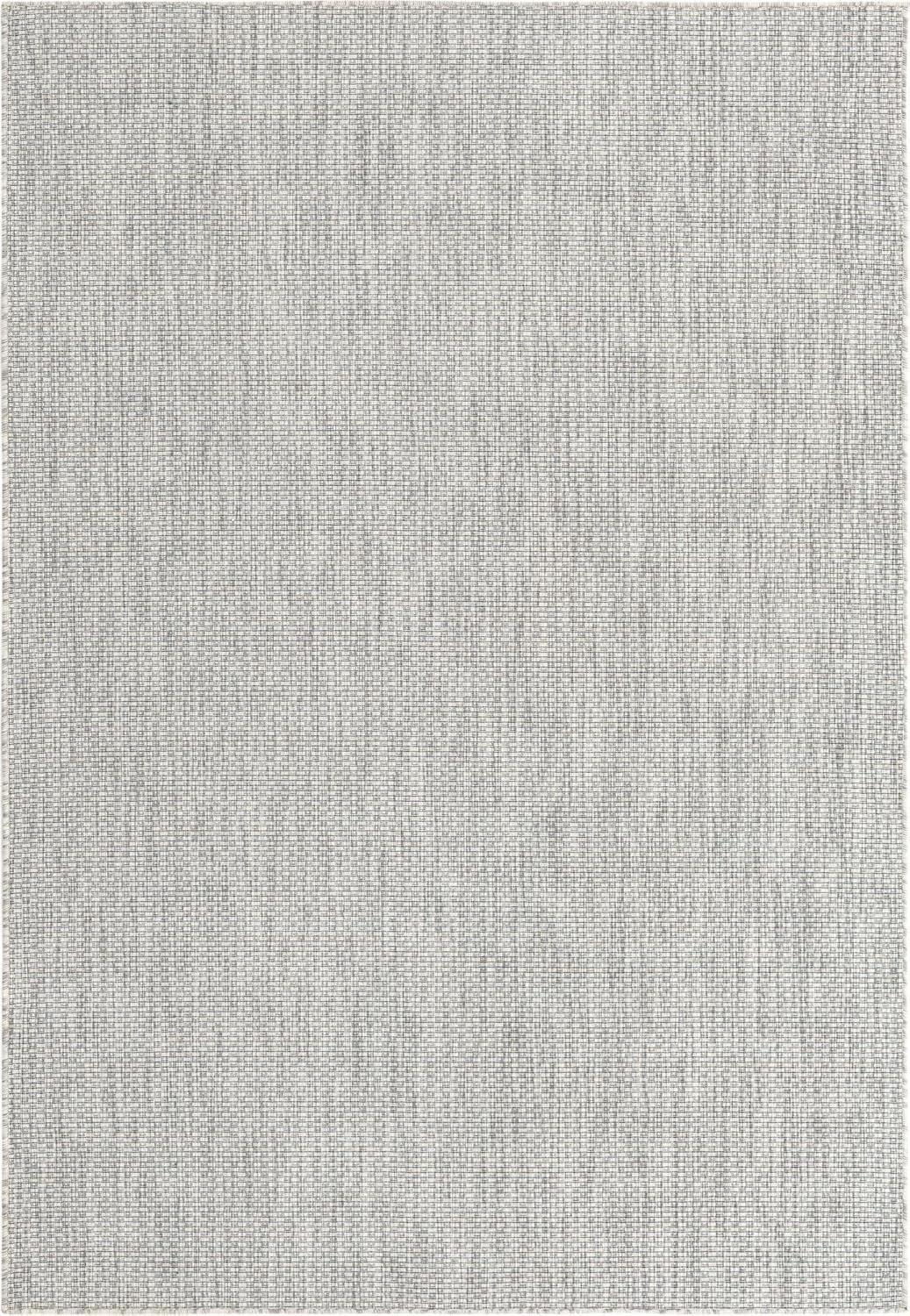 Light Gray Synthetic 6' x 9' Easy-Care Outdoor Rug