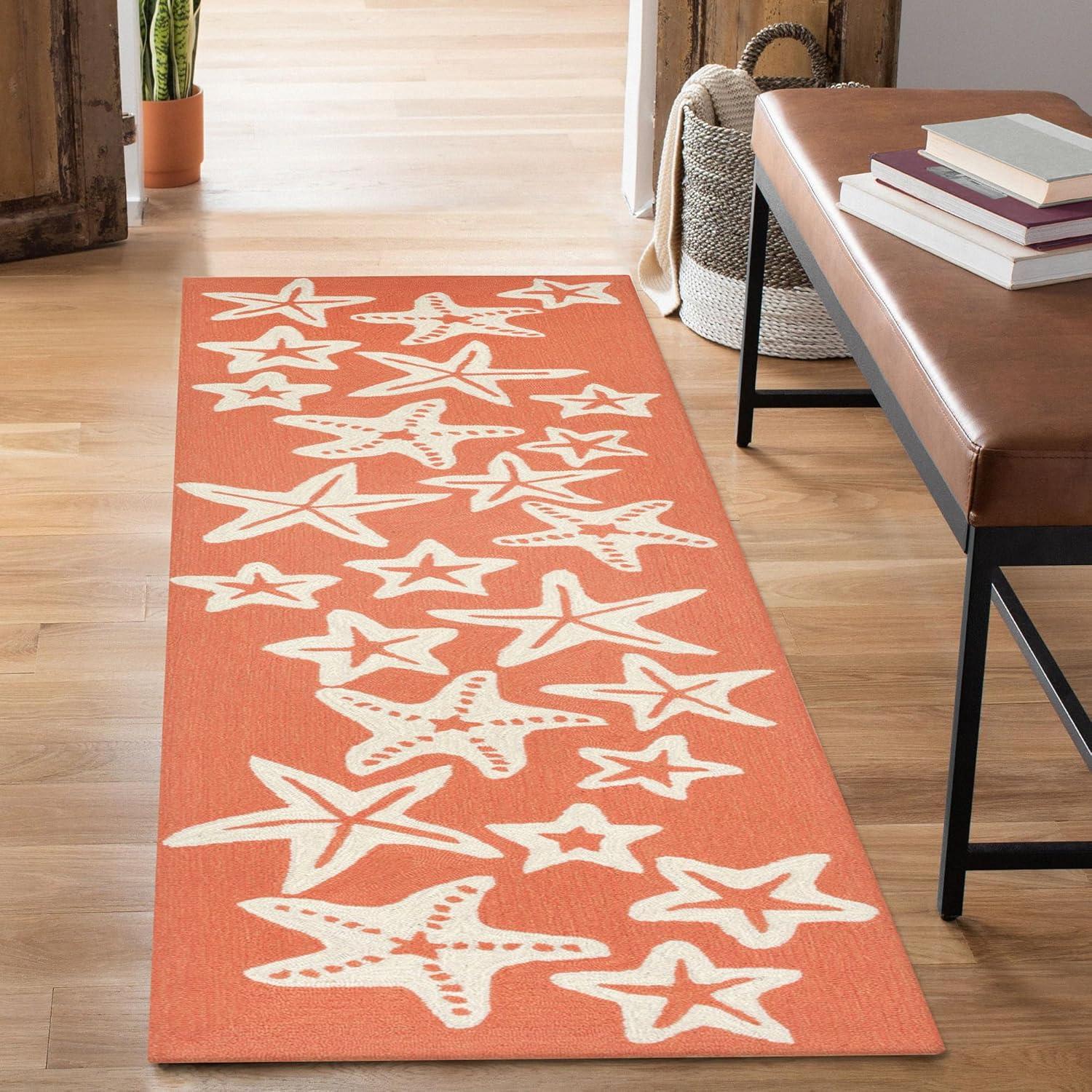 Liora Manne CAPRI Indoor/Outdoor Handmade Synthetic Blend Durable Area Rug - Contemporary Geometric Casual Animal Colorful (Starfish Coral) (2' x 5')