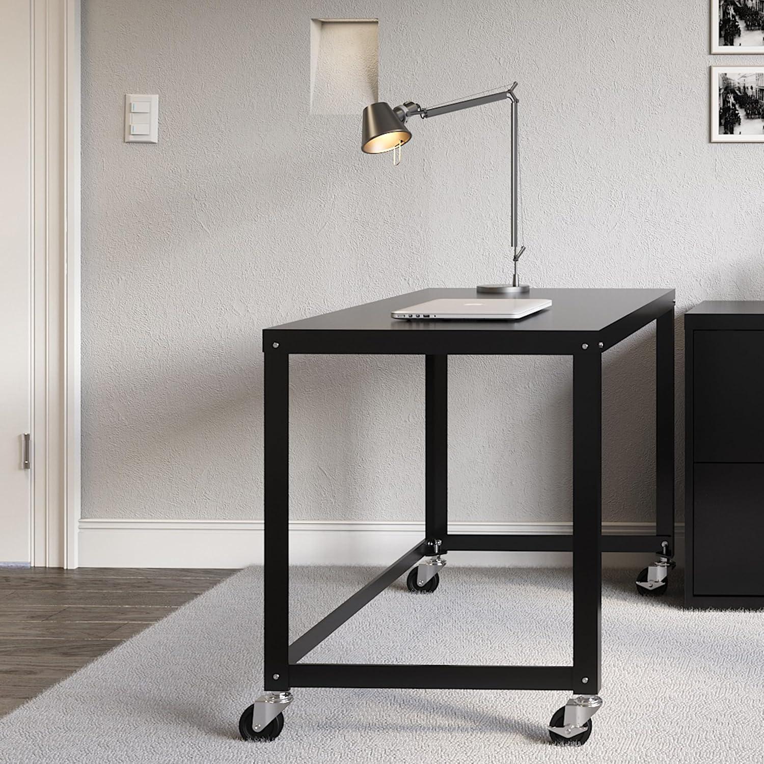 Space Solutions Mobile Desk Steel Black: Sturdy Metal Frame, No Storage, Adult Assembly Required