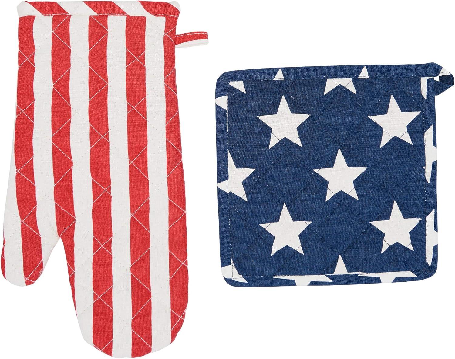 Darby Home Co Nelsen Stars and Stripes Pot Holder & Oven Mitt Set