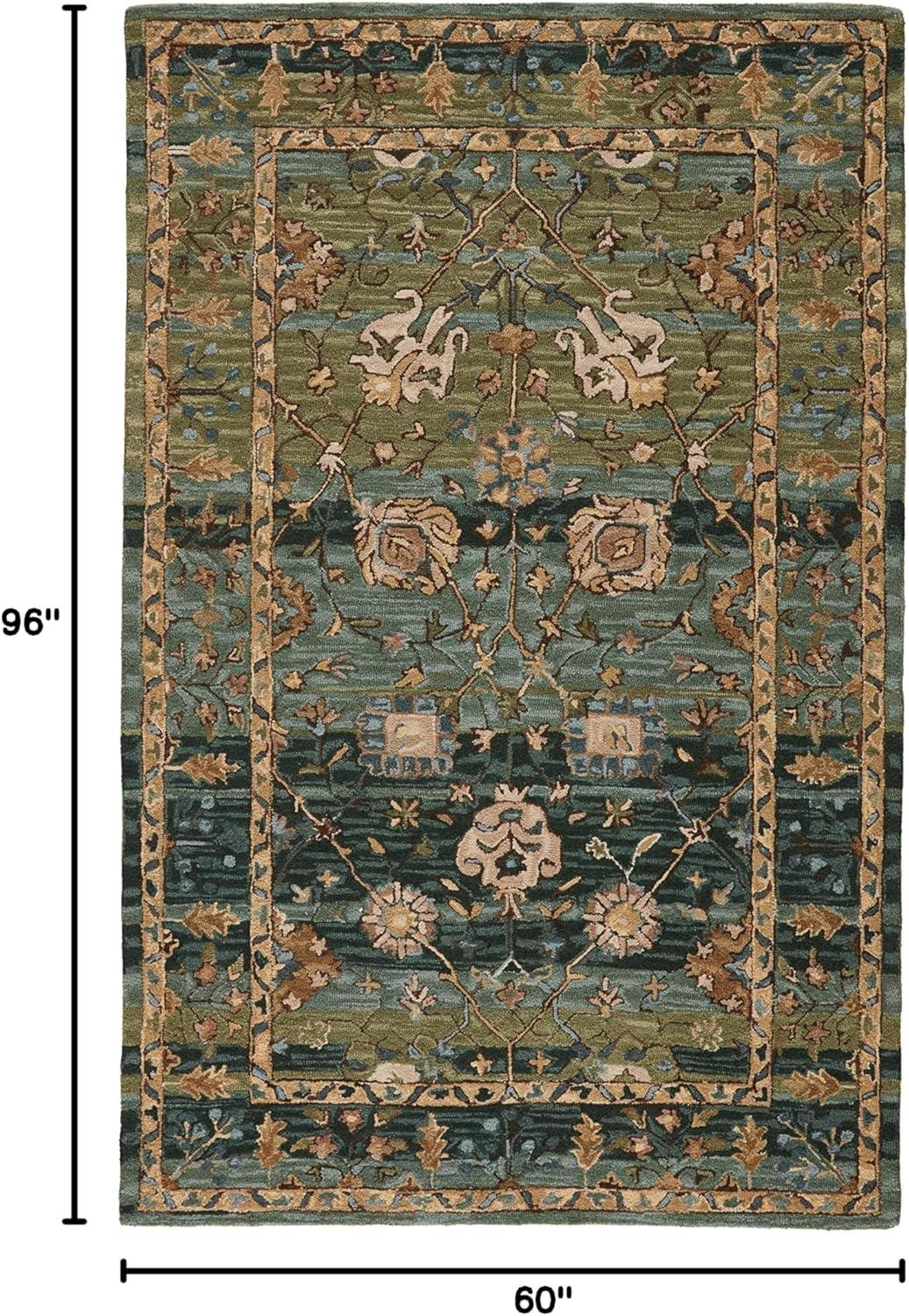 Handmade Blue Wool Tufted Reversible 5' x 8' Area Rug