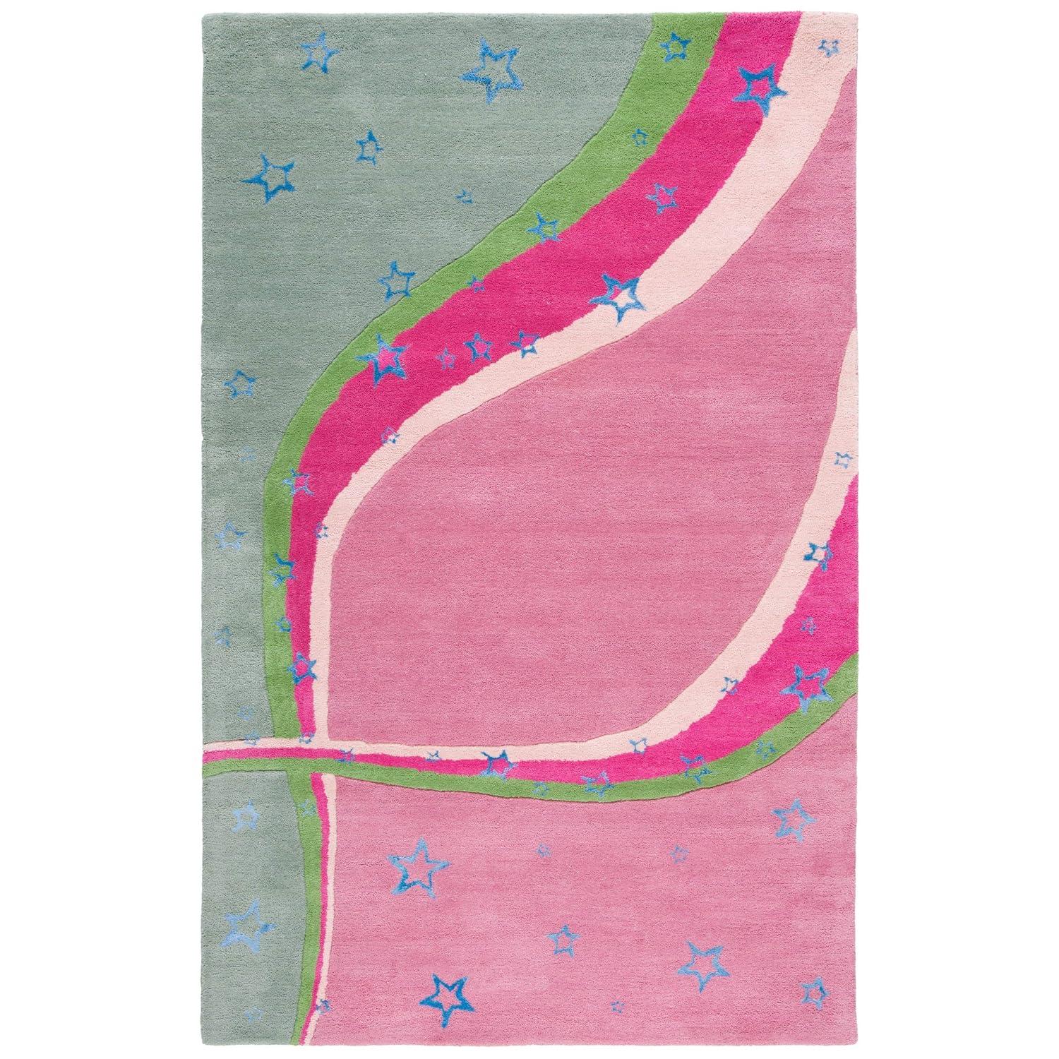 Safavieh Kids SFK338 Hand Tufted Indoor Area Rug - Green/Pink - 5'x8' - Safavieh