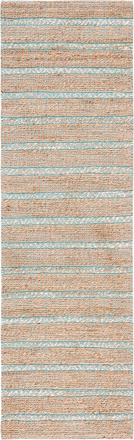 Natural Fiber NFB655 Flat Weave Indoor Runner - Teal/Natural - 2'3"x8' - Safavieh