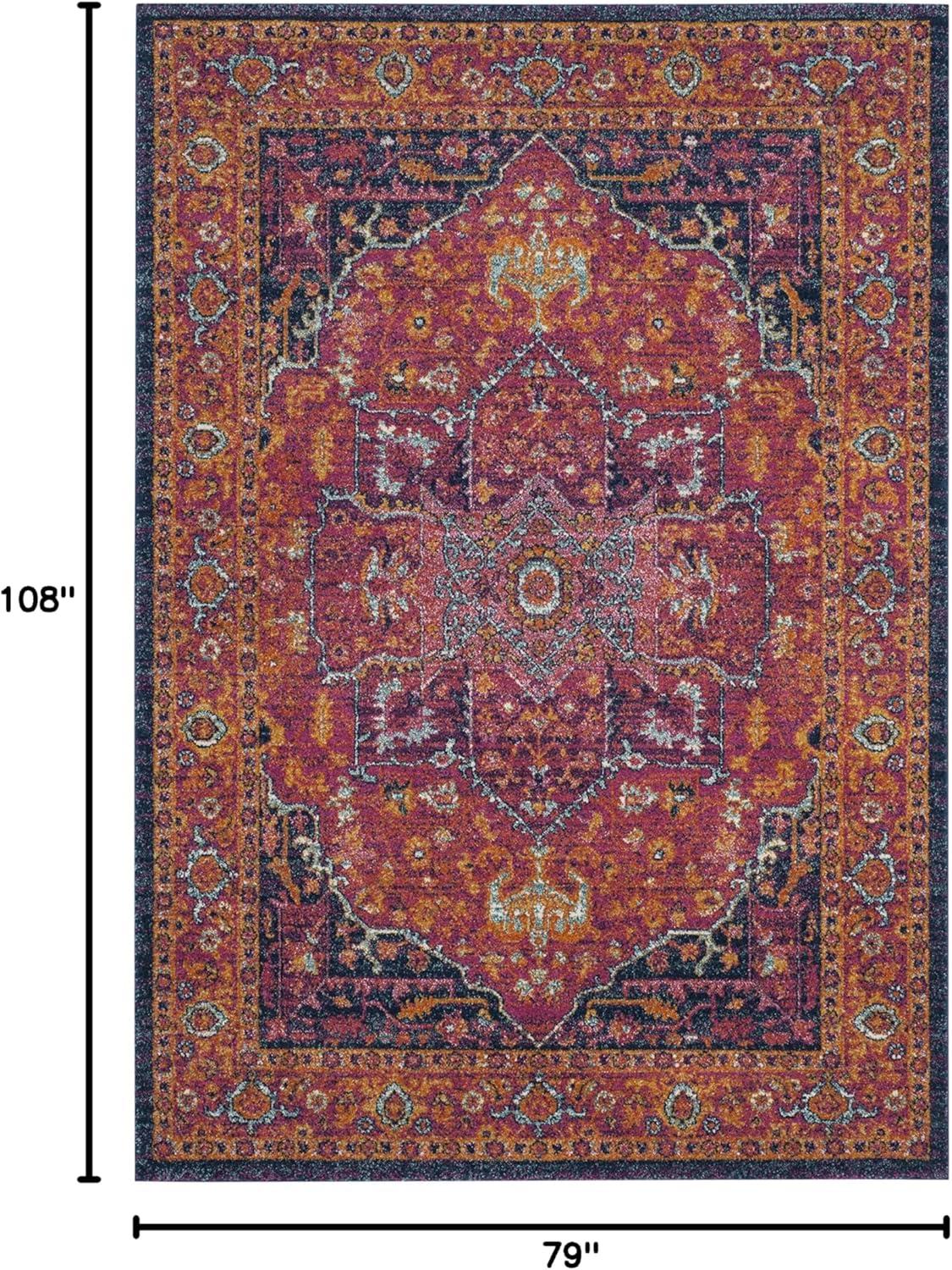 SAFAVIEH Evoke Westley Traditional Floral Area Rug, Fuchsia/Orange, 6'7" x 9'