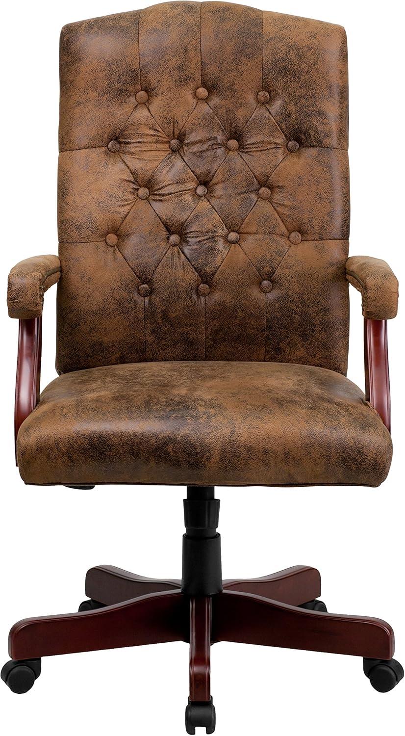 Flash Furniture Farmhouse High-Back Tufted Executive Swivel Office Chair with Arms