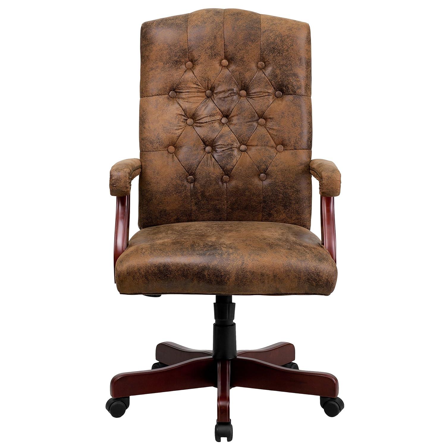 Flash Furniture Farmhouse High-Back Tufted Executive Swivel Office Chair with Arms