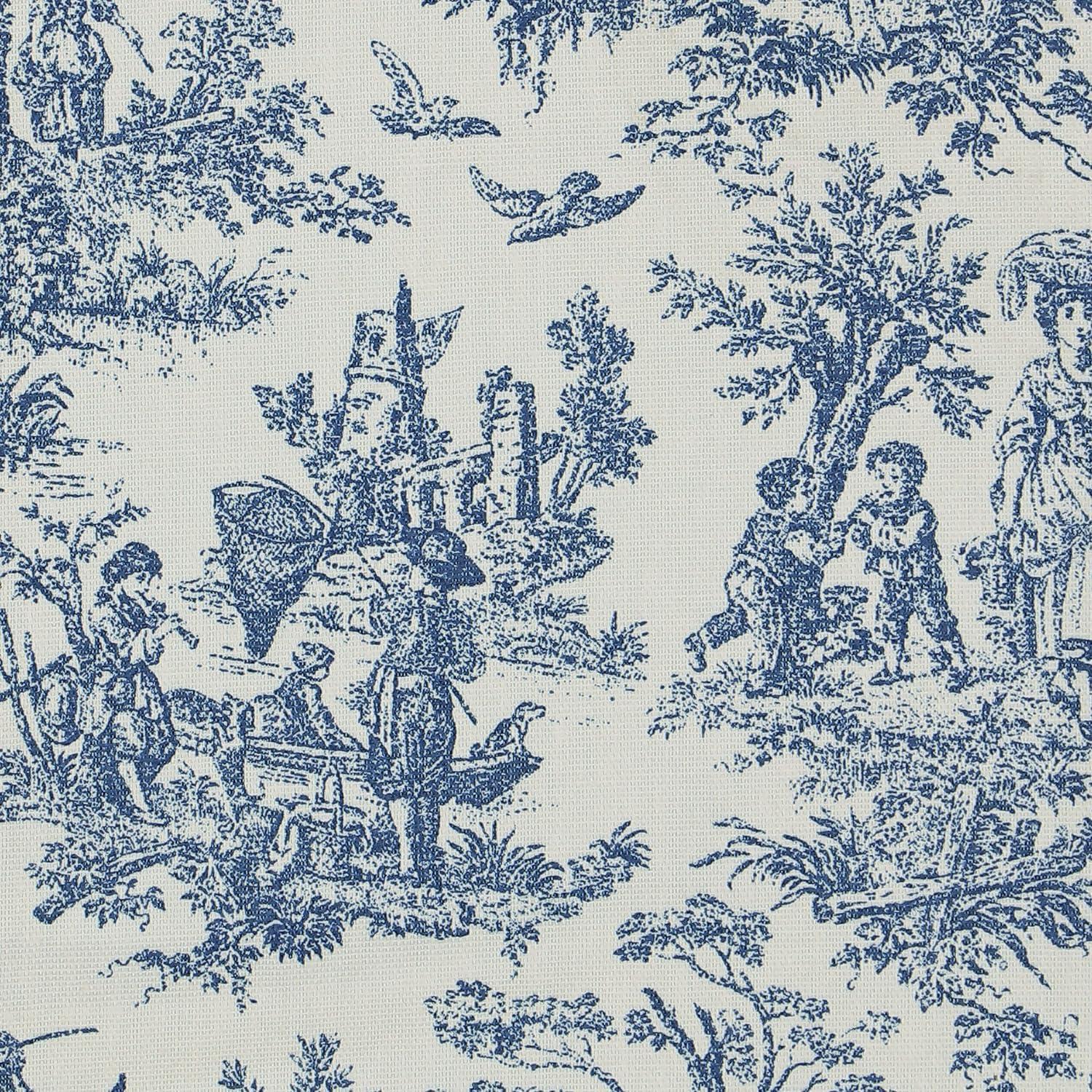 Waverly Charmed Life Toile Tie Back Single Curtain Panel, 52"x63", Cornflower