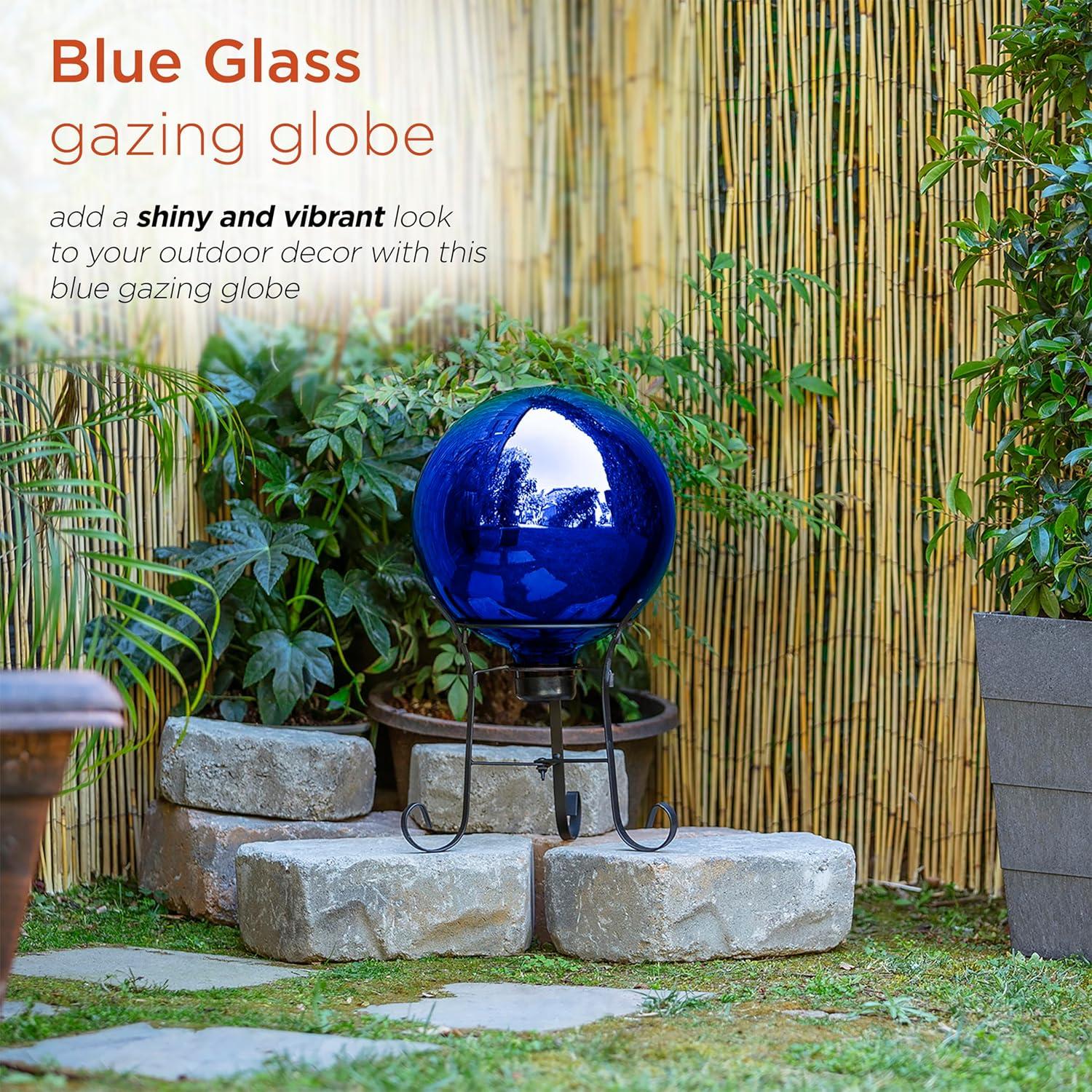 Alpine Corporation 10" Reflective Glass Gazing Globe, Blue