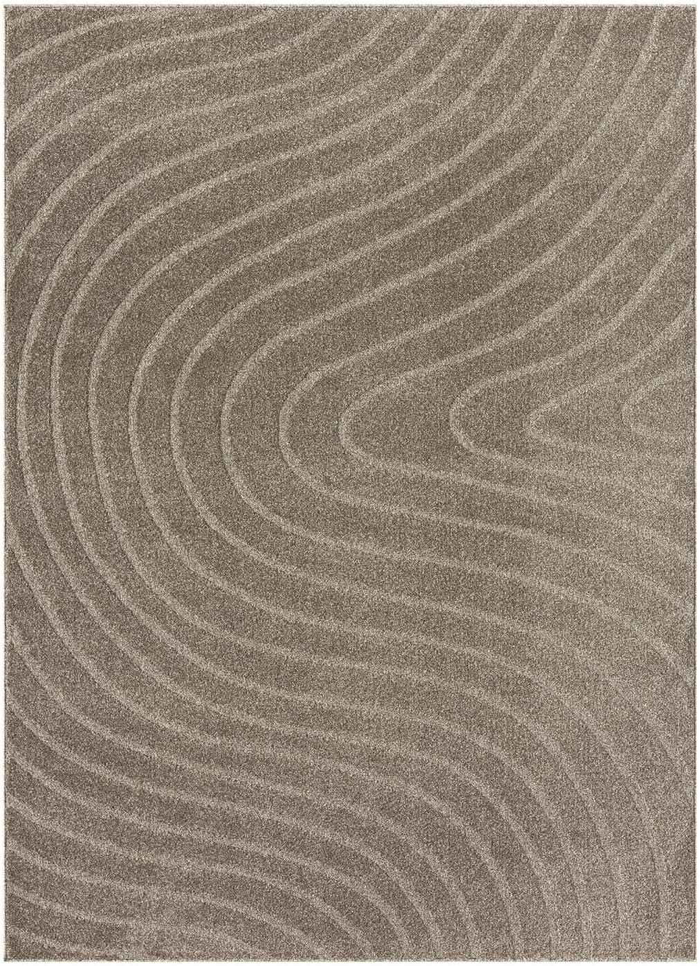 Luxe Weavers Modern Geometric Wave Taupe 5x7 Area Rug