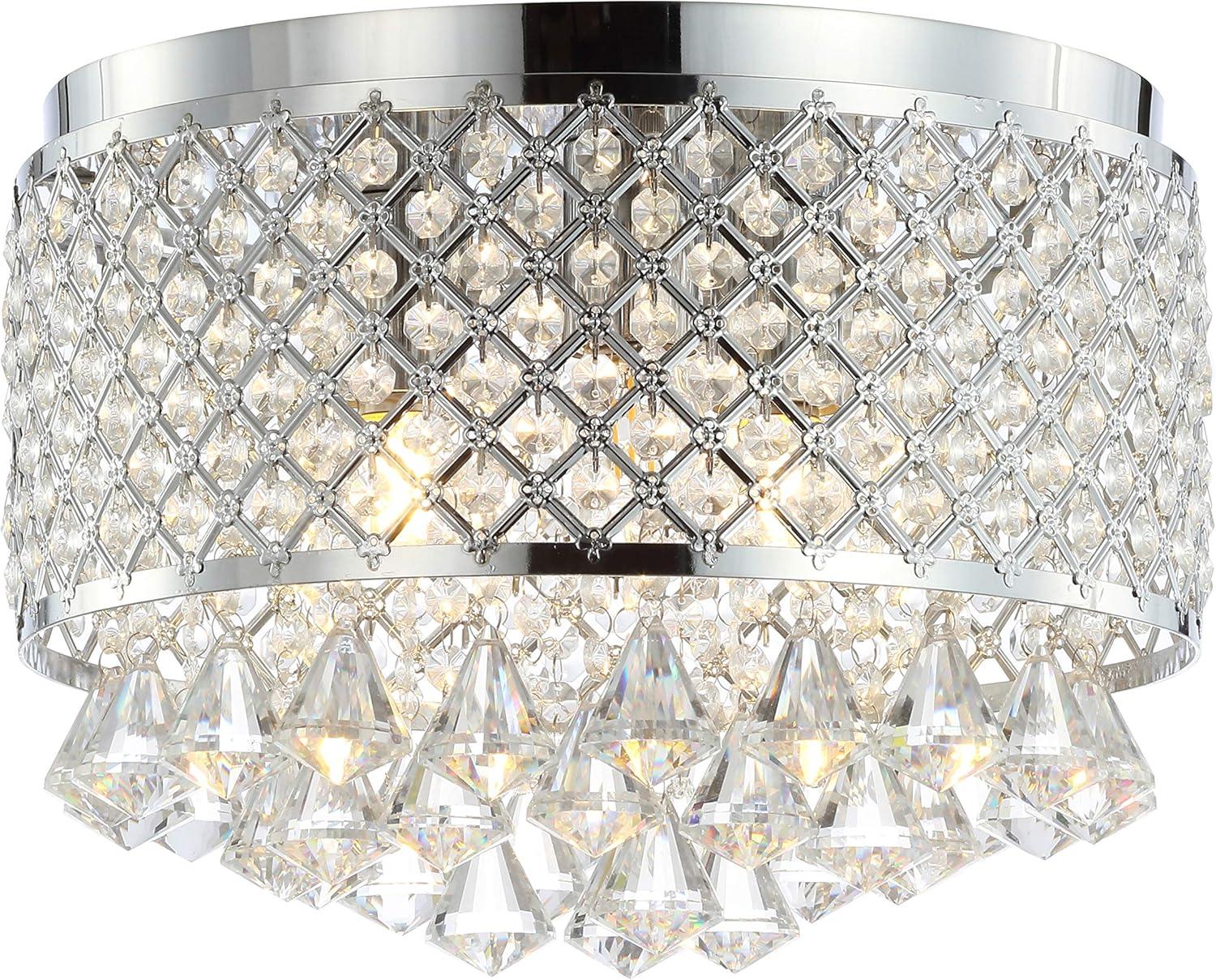 JONATHAN Y Evelyn 3-Light Crystal Drops/Metal LED Flush Mount