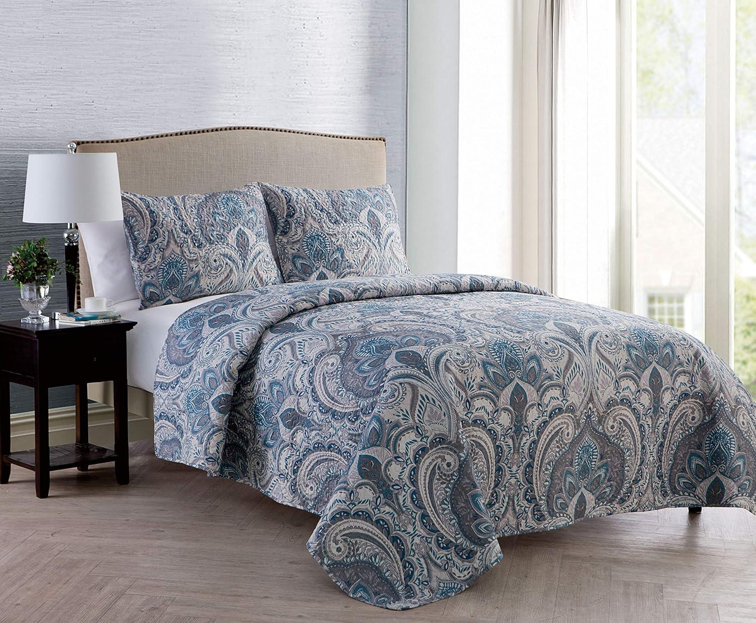 Pinsonic Lawrence 3-Piece Damask Quilt Set