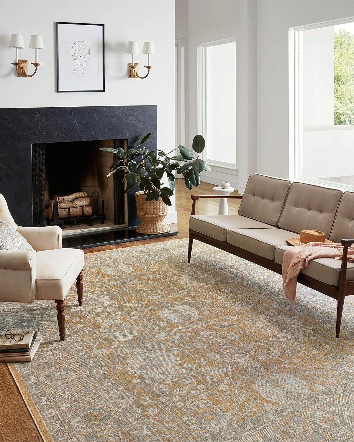 Chris Loves Julia x Loloi Rosemarie Oriental Gold/Sand Area Rug