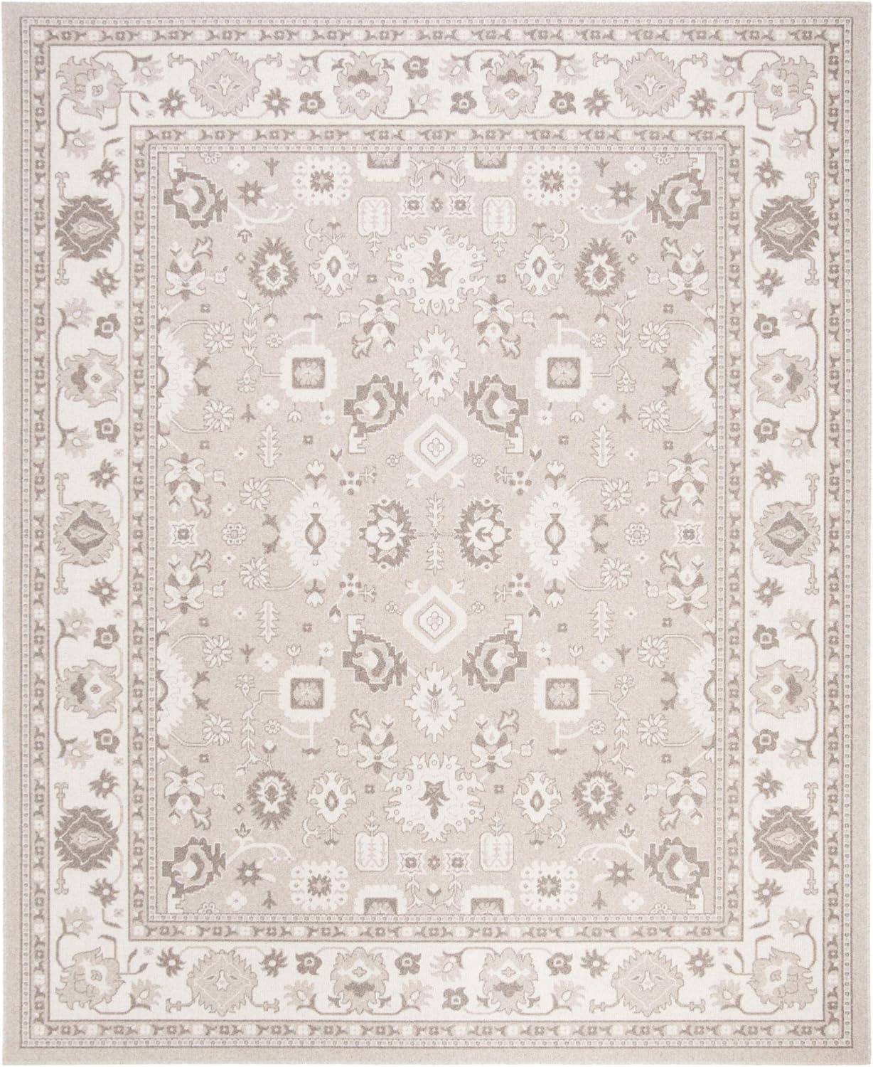 Taupe and Natural 3' x 5' Traditional Wool Blend Area Rug