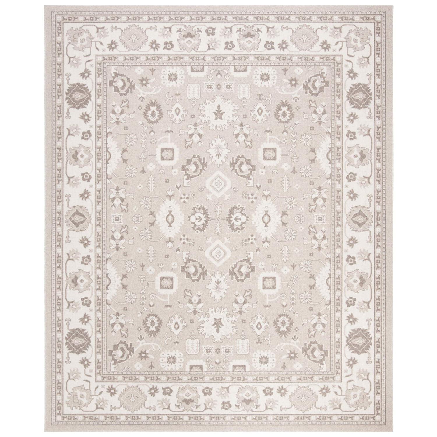 Taupe and Natural 3' x 5' Traditional Wool Blend Area Rug